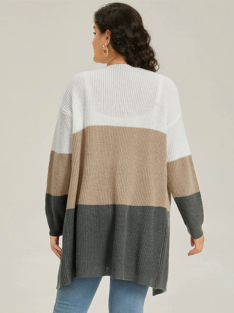 Colorblock Contrast Open Front Cardigan Colorblock Contrast Open Front Cardigan