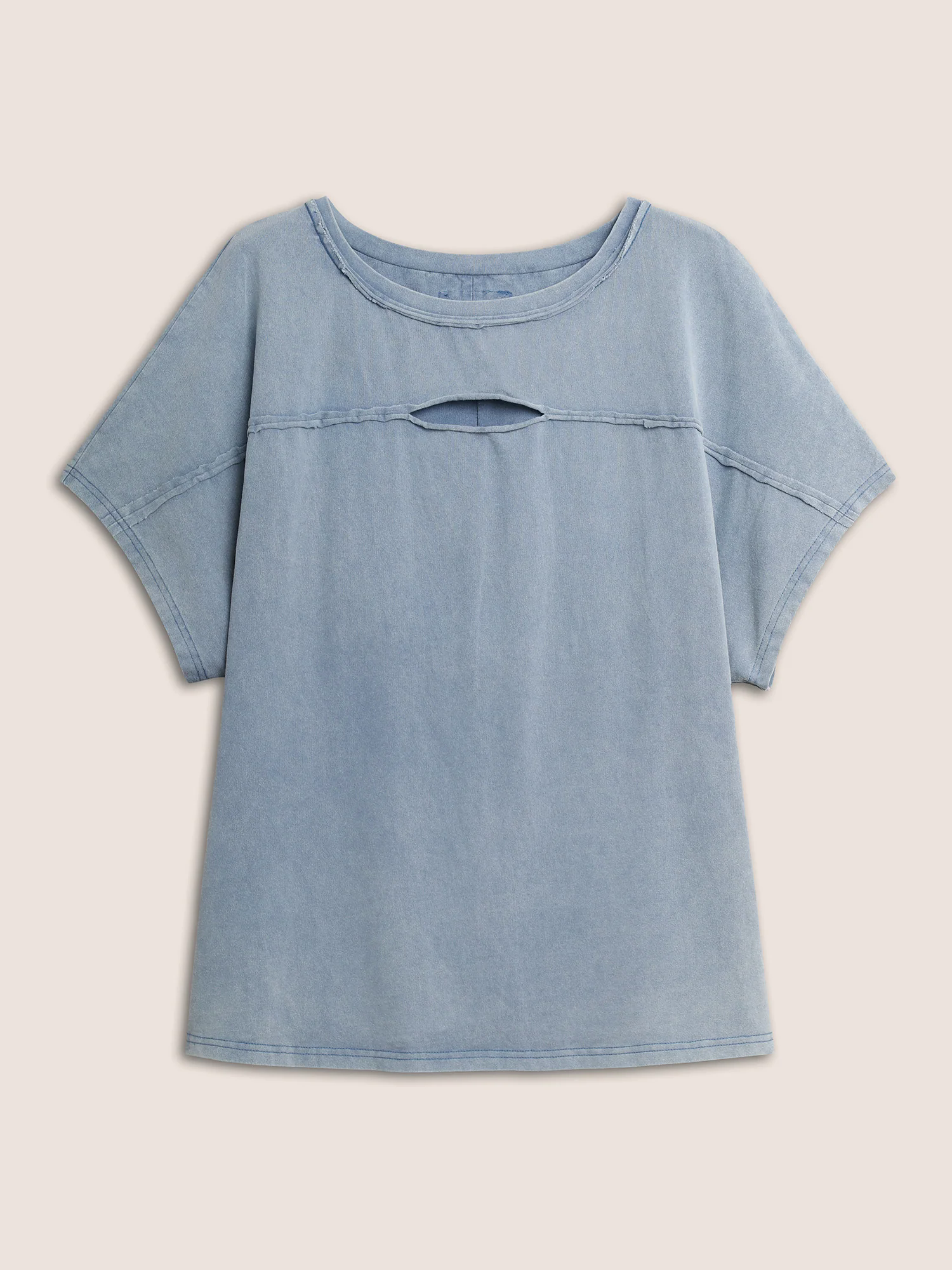 Vintage Cut Out Roll Hem Batwing Sleeve T-shirt Vintage Cut Out Roll Hem Batwing Sleeve T-shirt