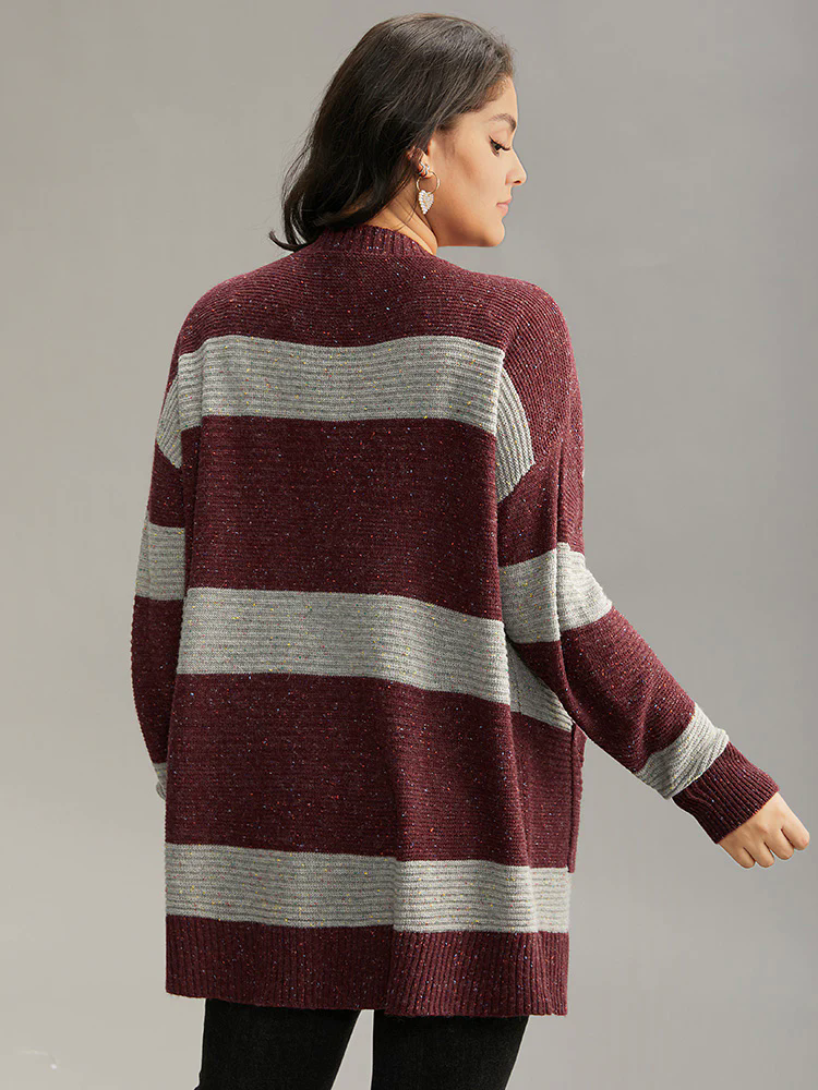 Colorblock Patched Pocket Open Front Cardigan Colorblock Patched Pocket Open Front Cardigan