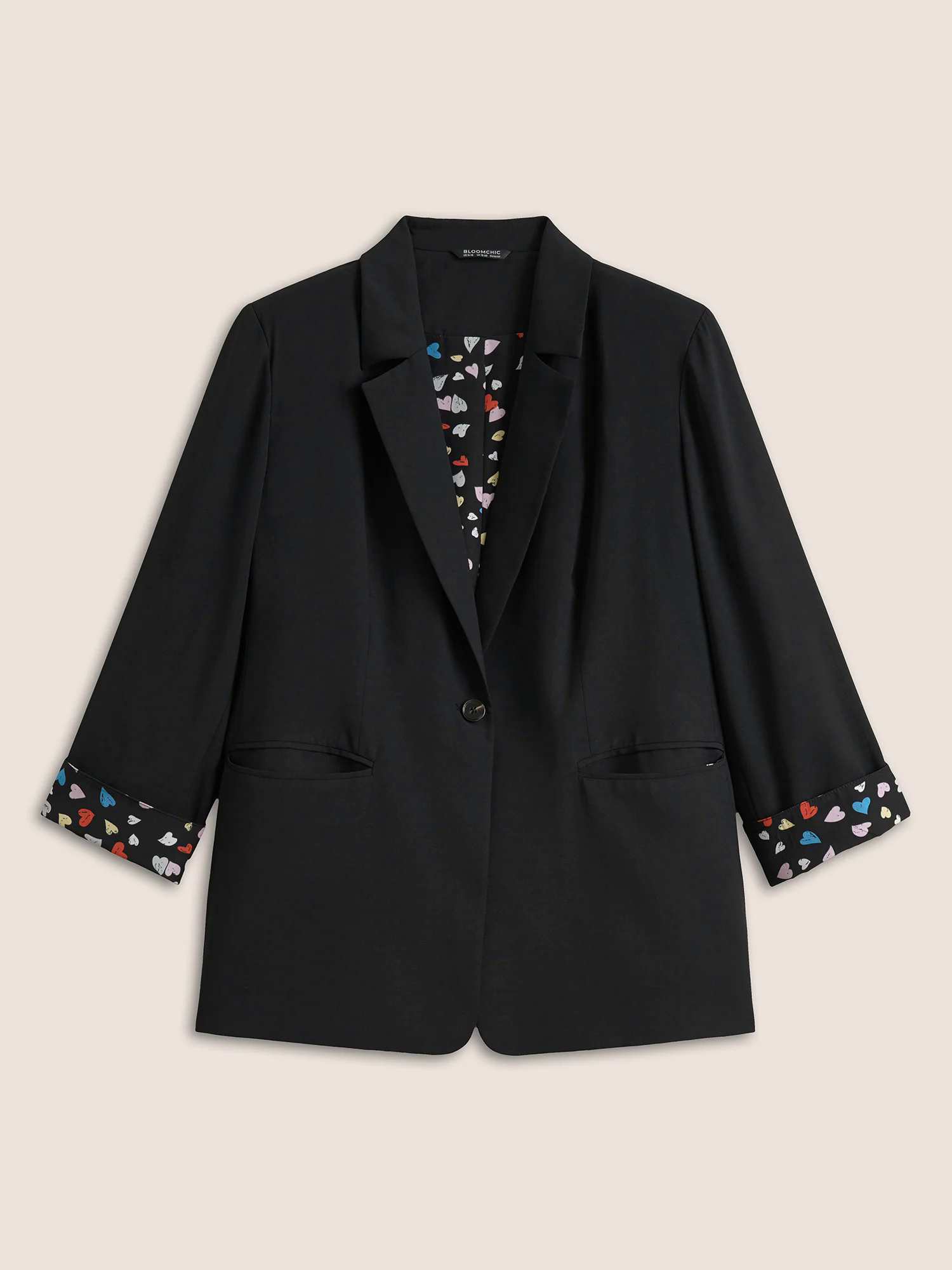 Colour Heart Lined Suit Collar Pocket Blazer Colour Heart Lined Suit Collar Pocket Blazer