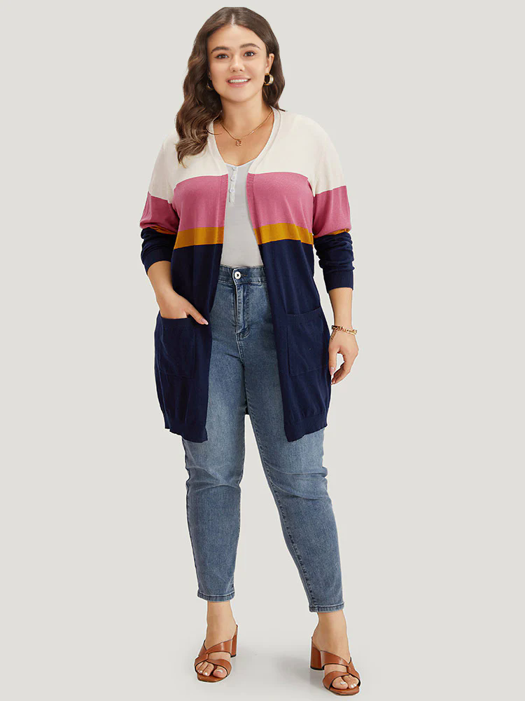 Supersoft Essentials Contrast Open Front Tunic Cardigan Supersoft Essentials Contrast Open Front Tunic Cardigan