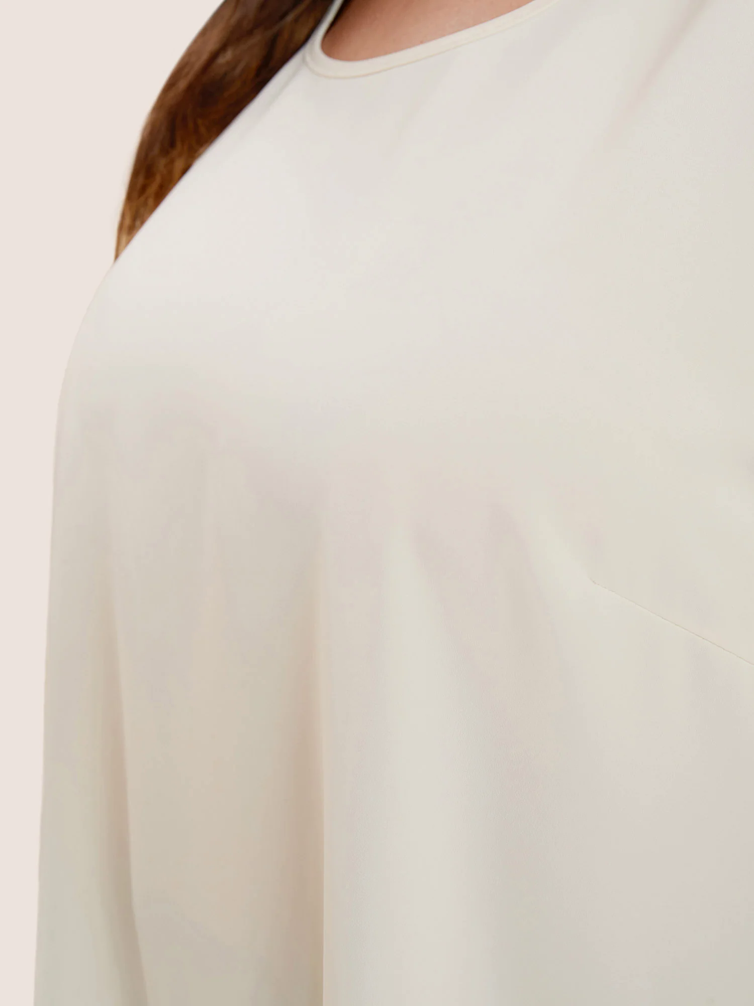 Plain Round Neck Button Detail Blouse Plain Round Neck Button Detail Blouse