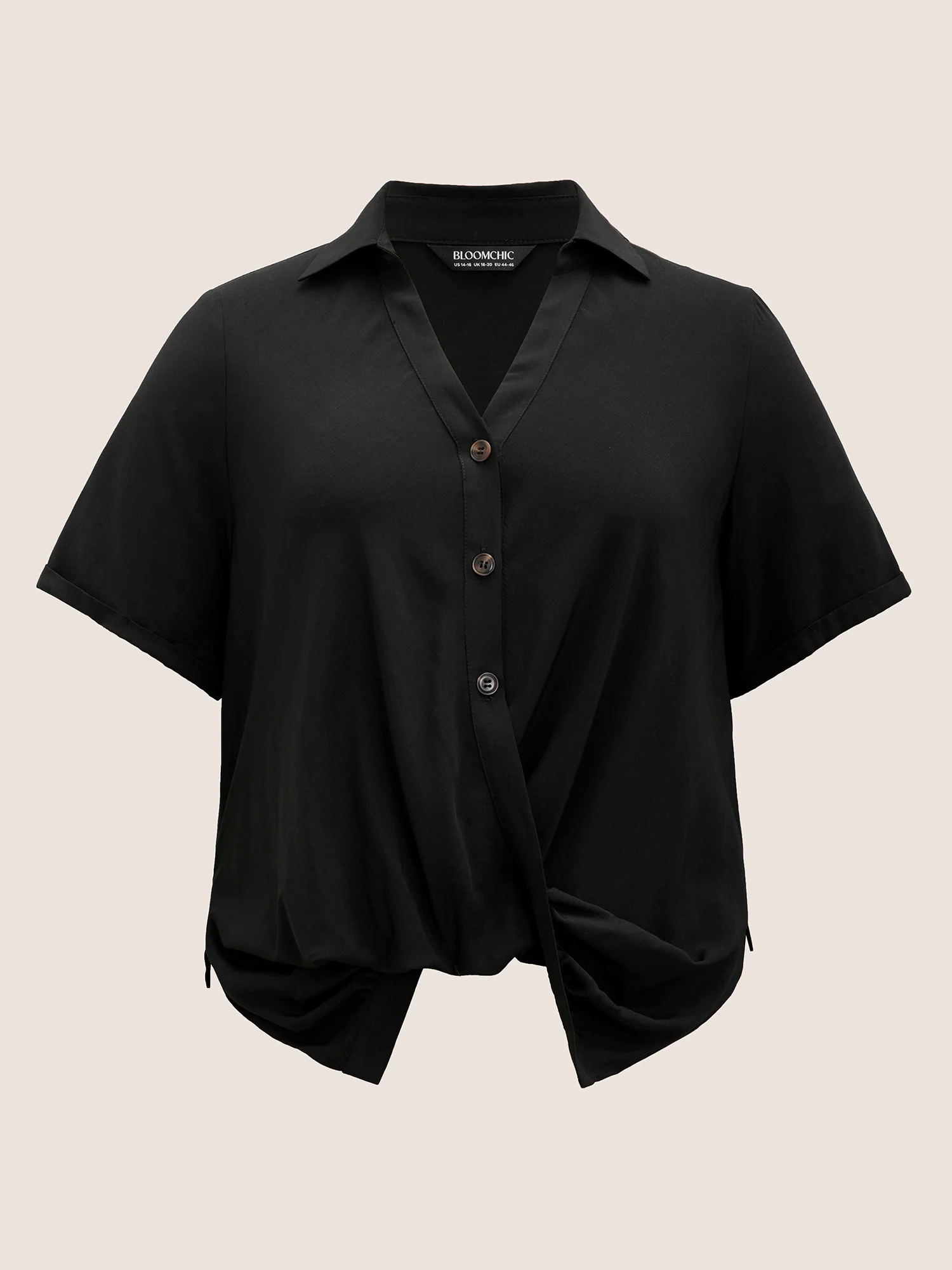 Shirt Collar Twist Front Button Up Blouse Shirt Collar Twist Front Button Up Blouse