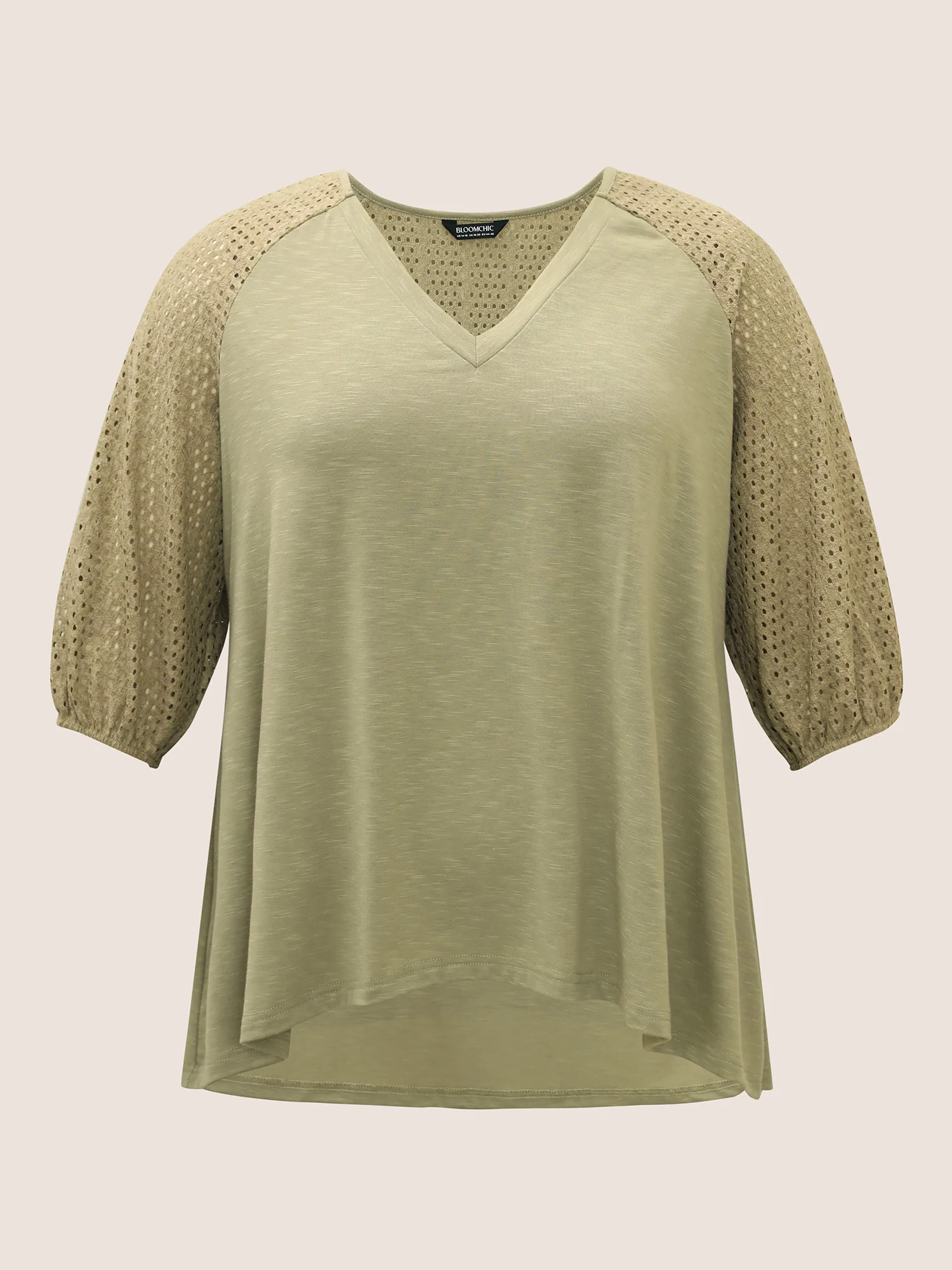 Texture Cut Out Patchwork Lantern Sleeve T-shirt Texture Cut Out Patchwork Lantern Sleeve T-shirt