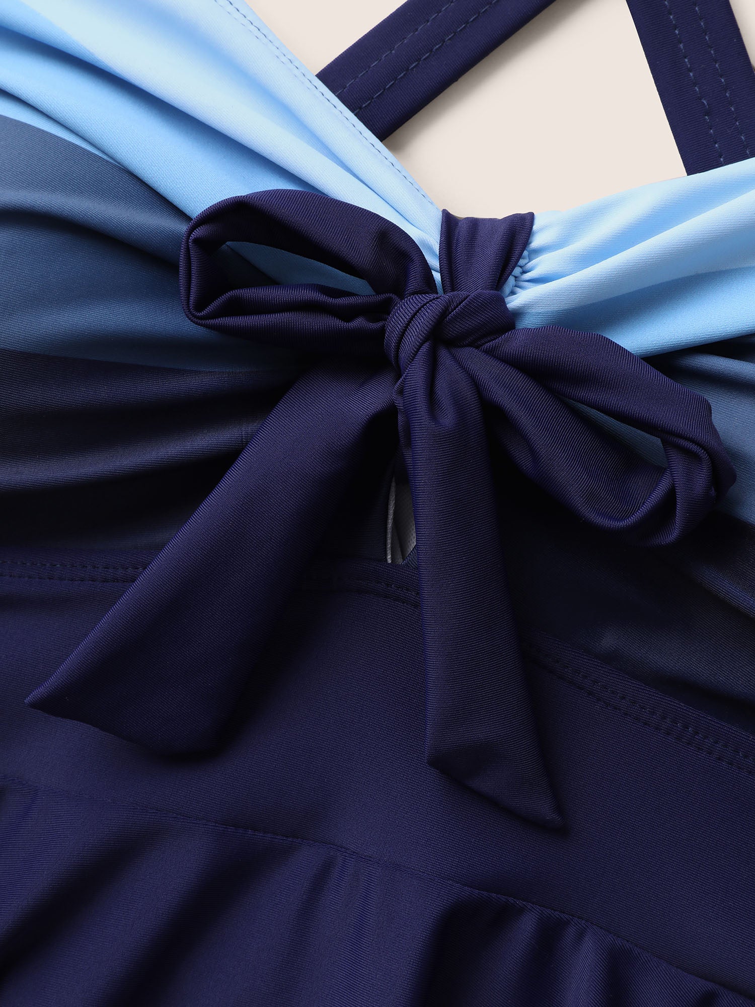 Contrast Heart Neckline Patchwork Tie Knot Swim Dress Contrast Heart Neckline Patchwork Tie Knot Swim Dress
