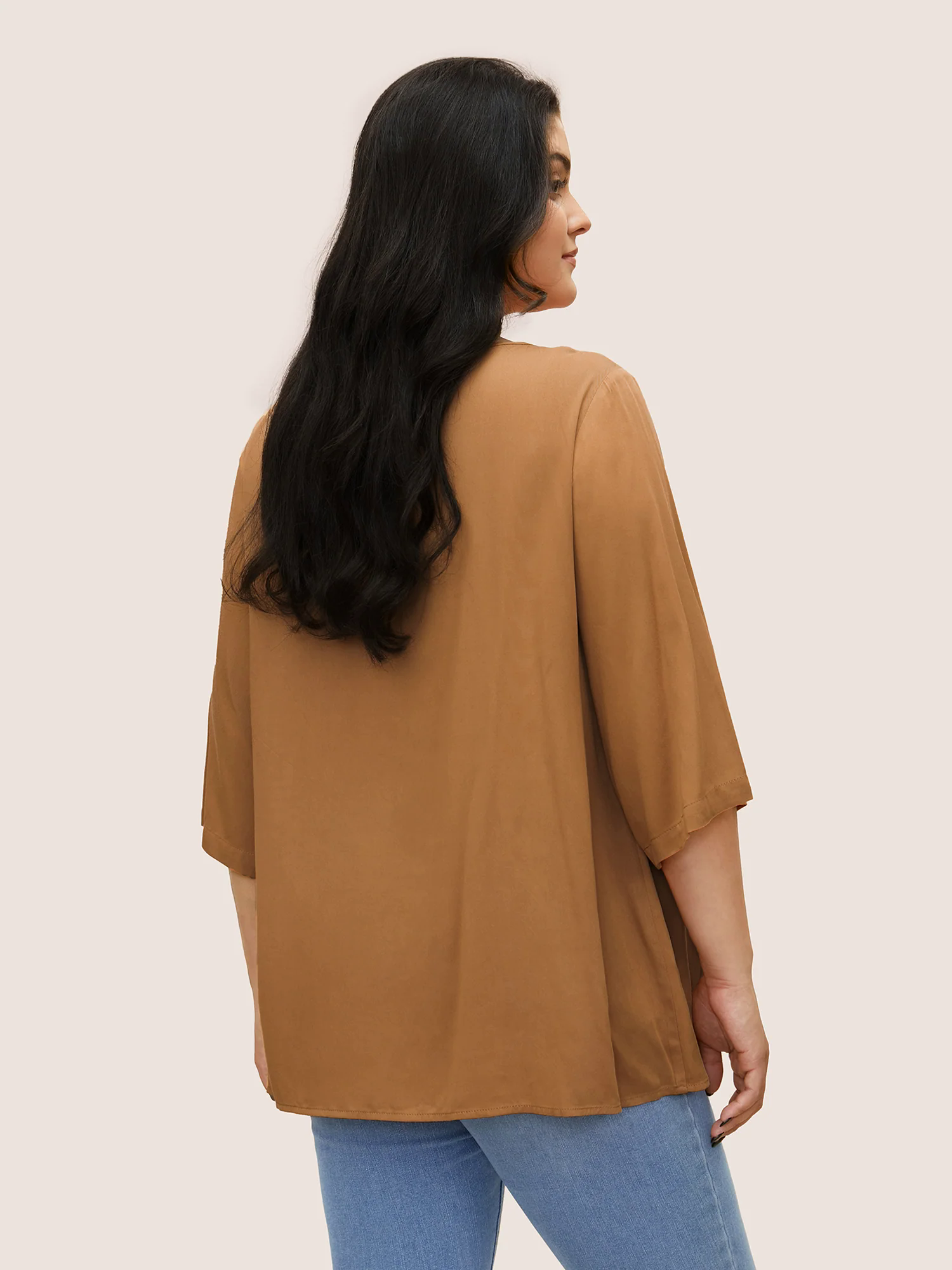 Solid Tiered Button Detail Ruffle Sleeve Blouse Solid Tiered Button Detail Ruffle Sleeve Blouse