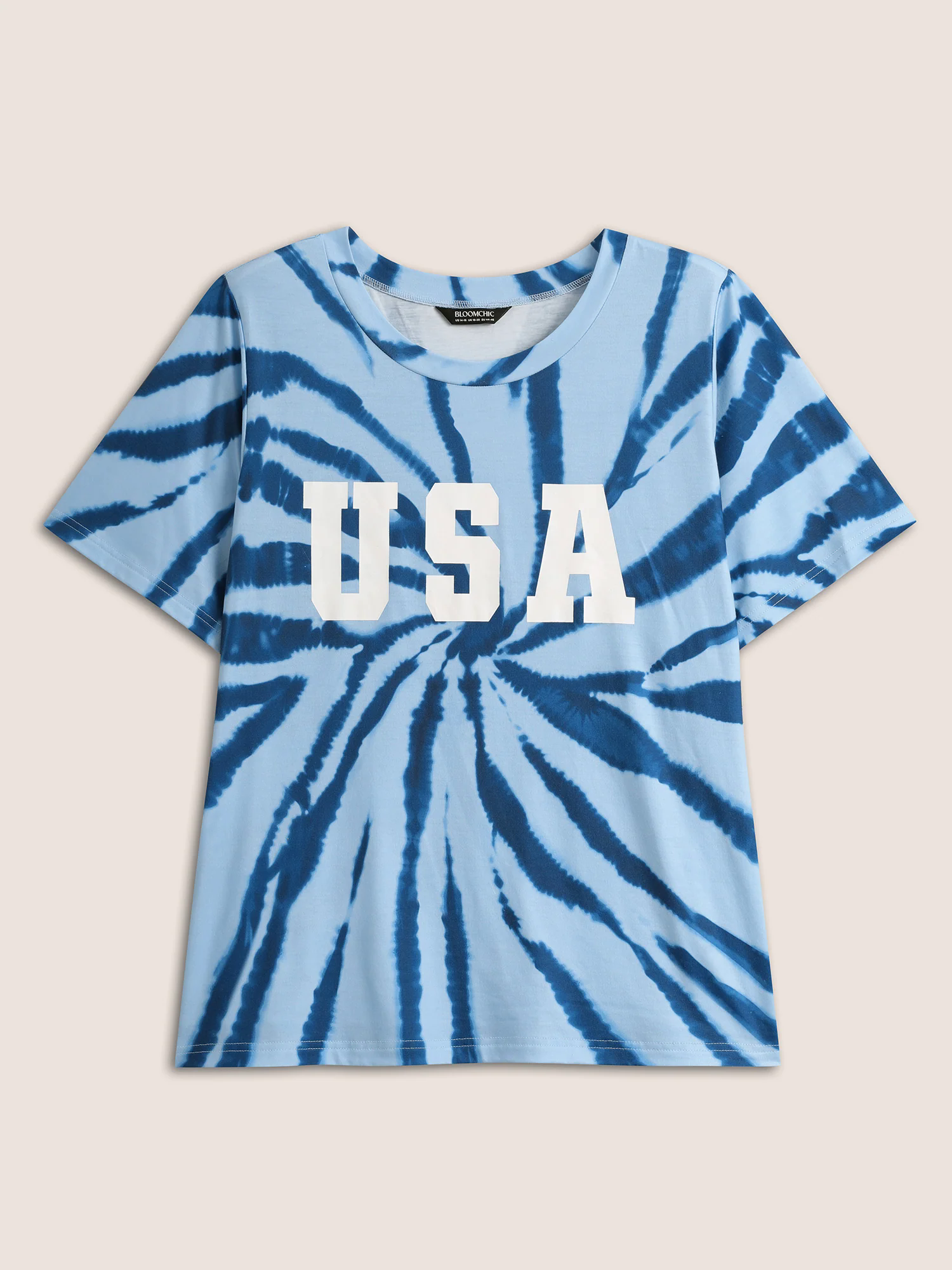 USA Print Round Neck Tie Dye T-Shirt USA Print Round Neck Tie Dye T-Shirt