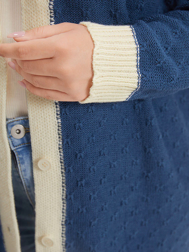 Two Tone Textured Button Through Cardigan Two Tone Textured Button Through Cardigan