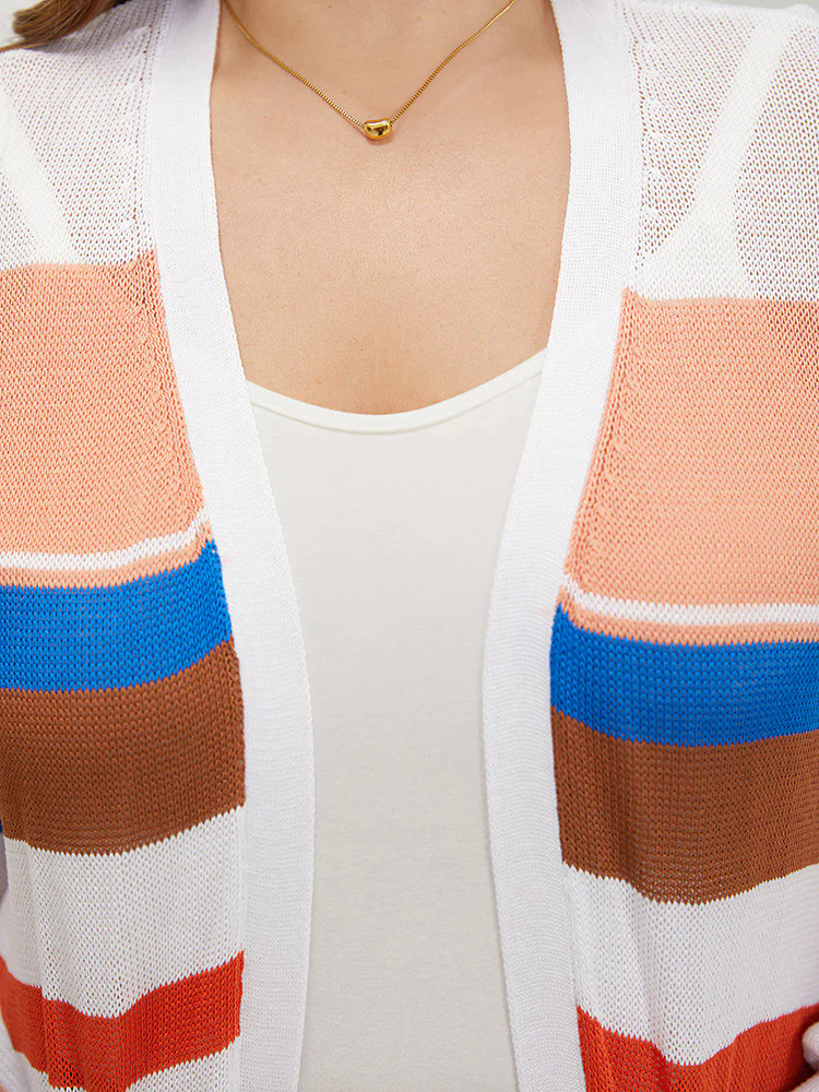 Colorblock Contrast Pocket Tunic Open Front Cardigan Colorblock Contrast Pocket Tunic Open Front Cardigan