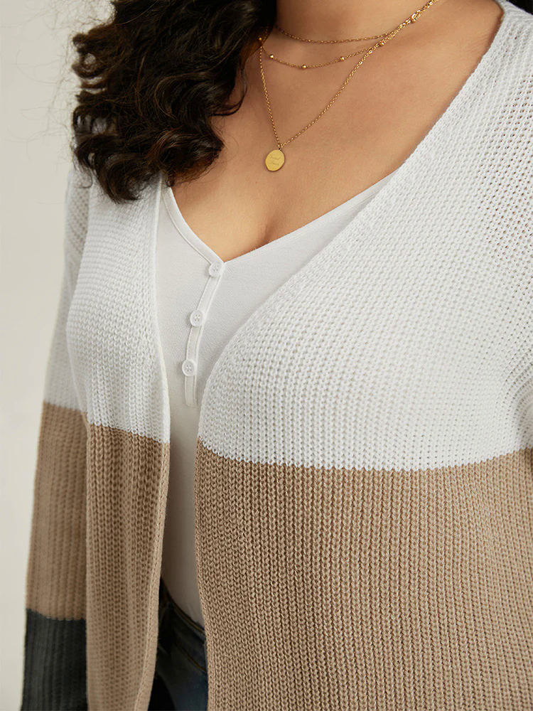 Colorblock Contrast Open Front Cardigan Colorblock Contrast Open Front Cardigan