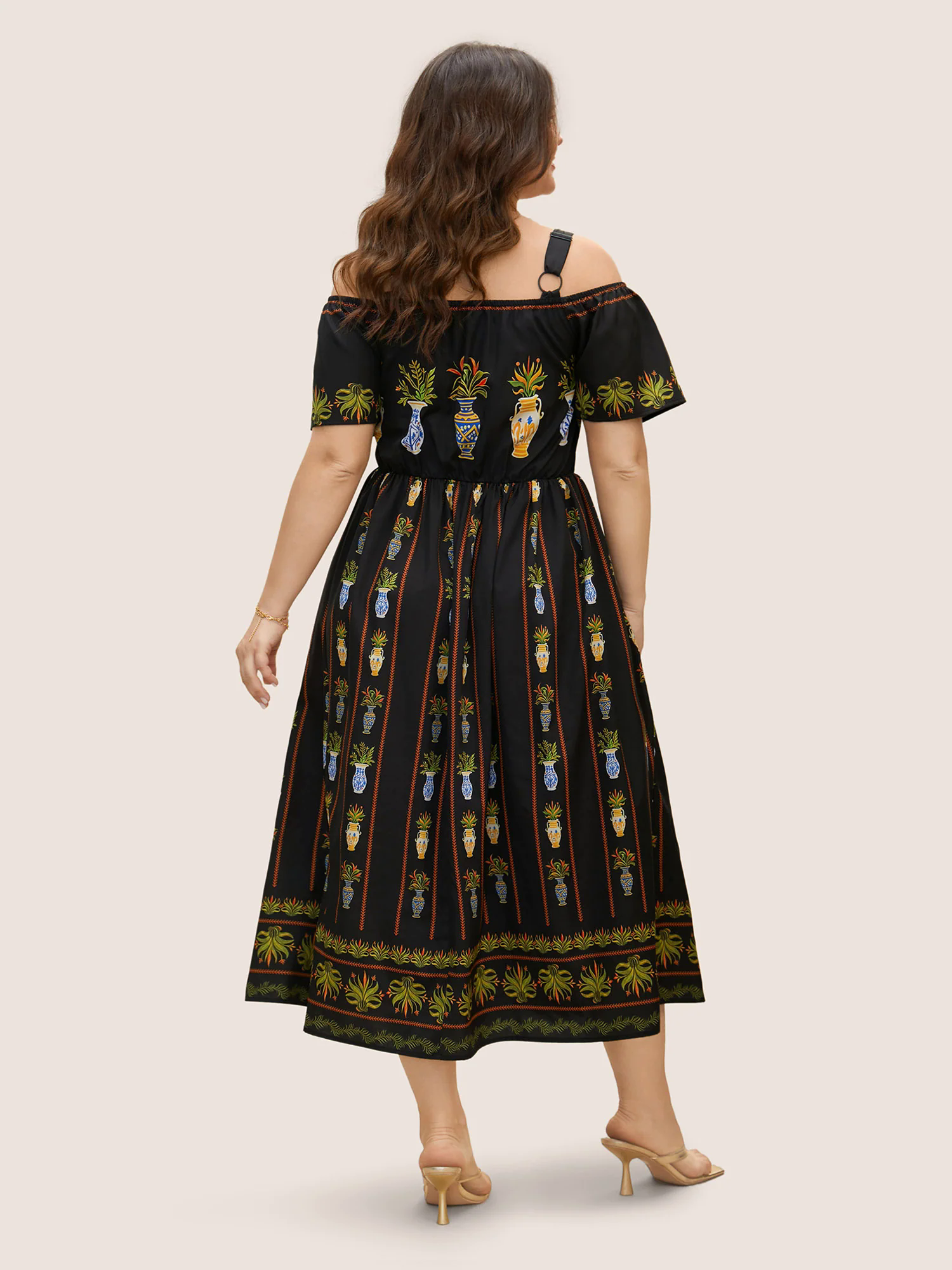 Boho Print Off Shoulder Woven Ribbon Dress Boho Print Off Shoulder Woven Ribbon Dress