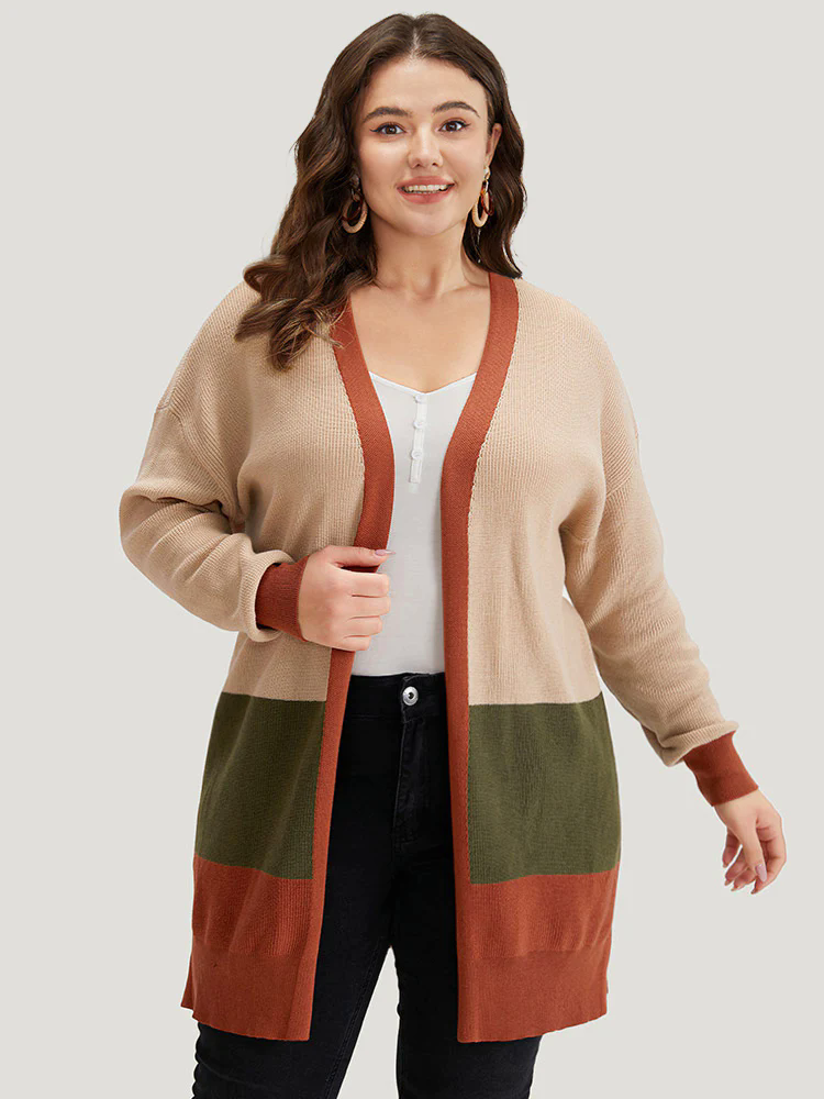 Colorblock Contrast Split Side Cardigan Colorblock Contrast Split Side Cardigan