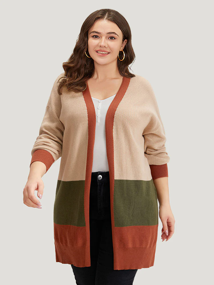 Colorblock Contrast Split Side Cardigan Colorblock Contrast Split Side Cardigan