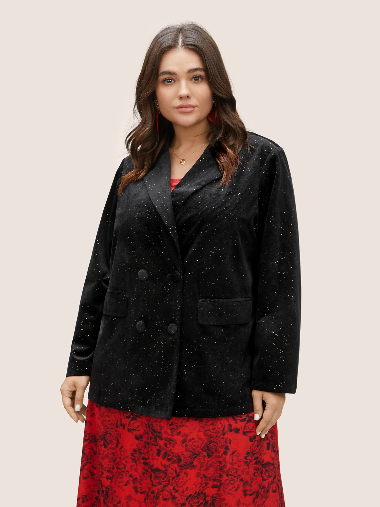 Galaxy Glitter Pocket Suit Collar Blazer Galaxy Glitter Pocket Suit Collar Blazer