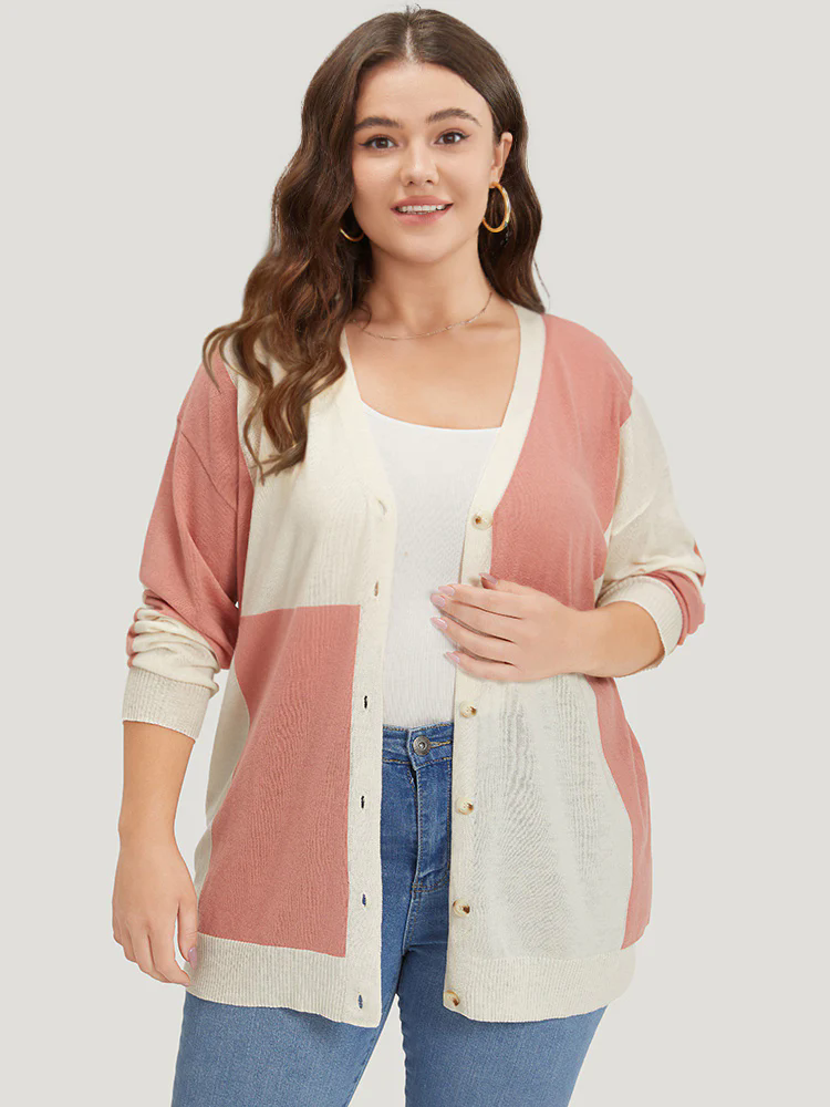 Supersoft Essentials Colorblock Two Tone Button Up Cardigan Supersoft Essentials Colorblock Two Tone Button Up Cardigan