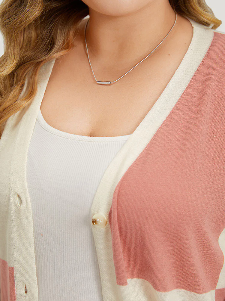 Supersoft Essentials Colorblock Two Tone Button Up Cardigan Supersoft Essentials Colorblock Two Tone Button Up Cardigan