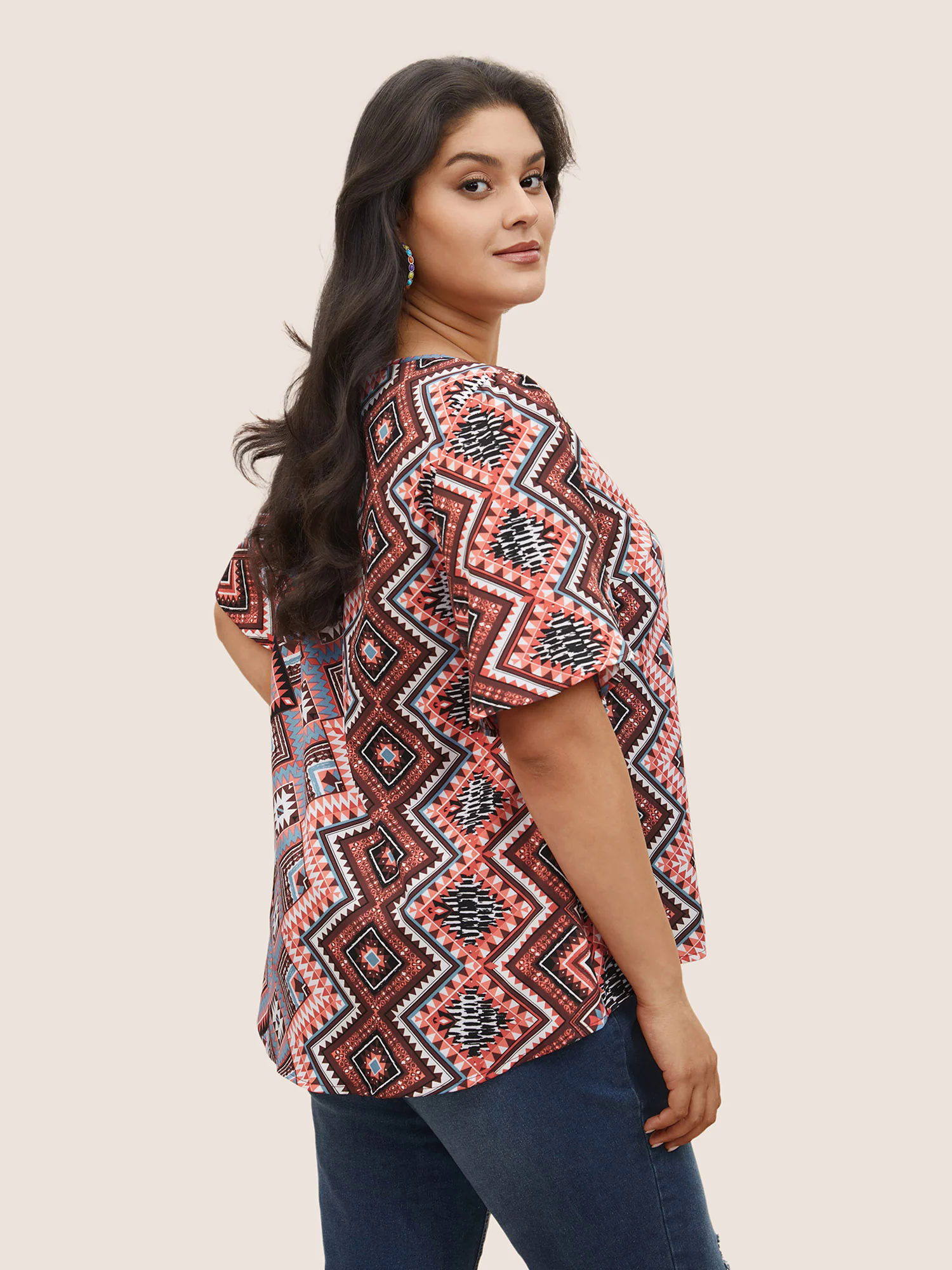 Bandana Keyhole Tassels Lace trim Blouse Bandana Keyhole Tassels Lace trim Blouse