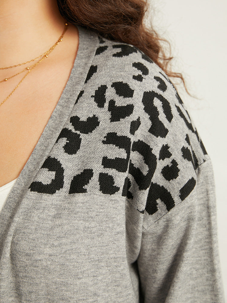Supersoft Essentials Leopard Contrast Elastic Cuffs Pullover Supersoft Essentials Leopard Contrast Elastic Cuffs Pullover