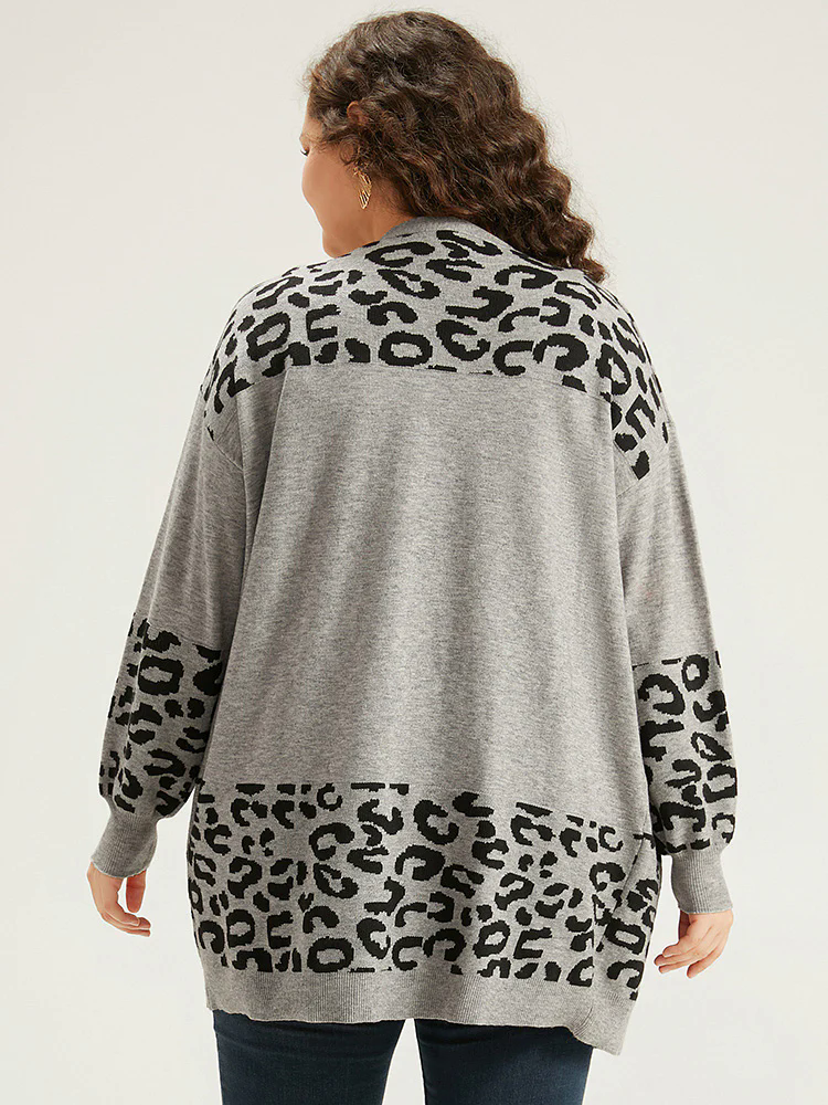 Supersoft Essentials Leopard Contrast Elastic Cuffs Pullover Supersoft Essentials Leopard Contrast Elastic Cuffs Pullover