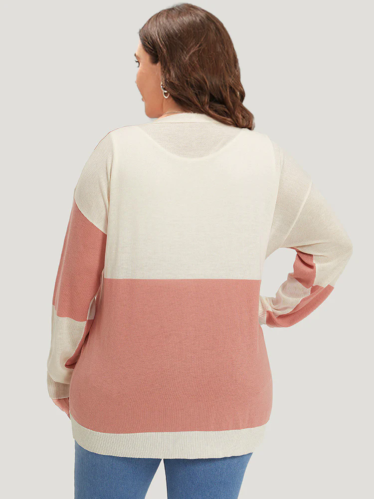 Supersoft Essentials Colorblock Two Tone Button Up Cardigan Supersoft Essentials Colorblock Two Tone Button Up Cardigan