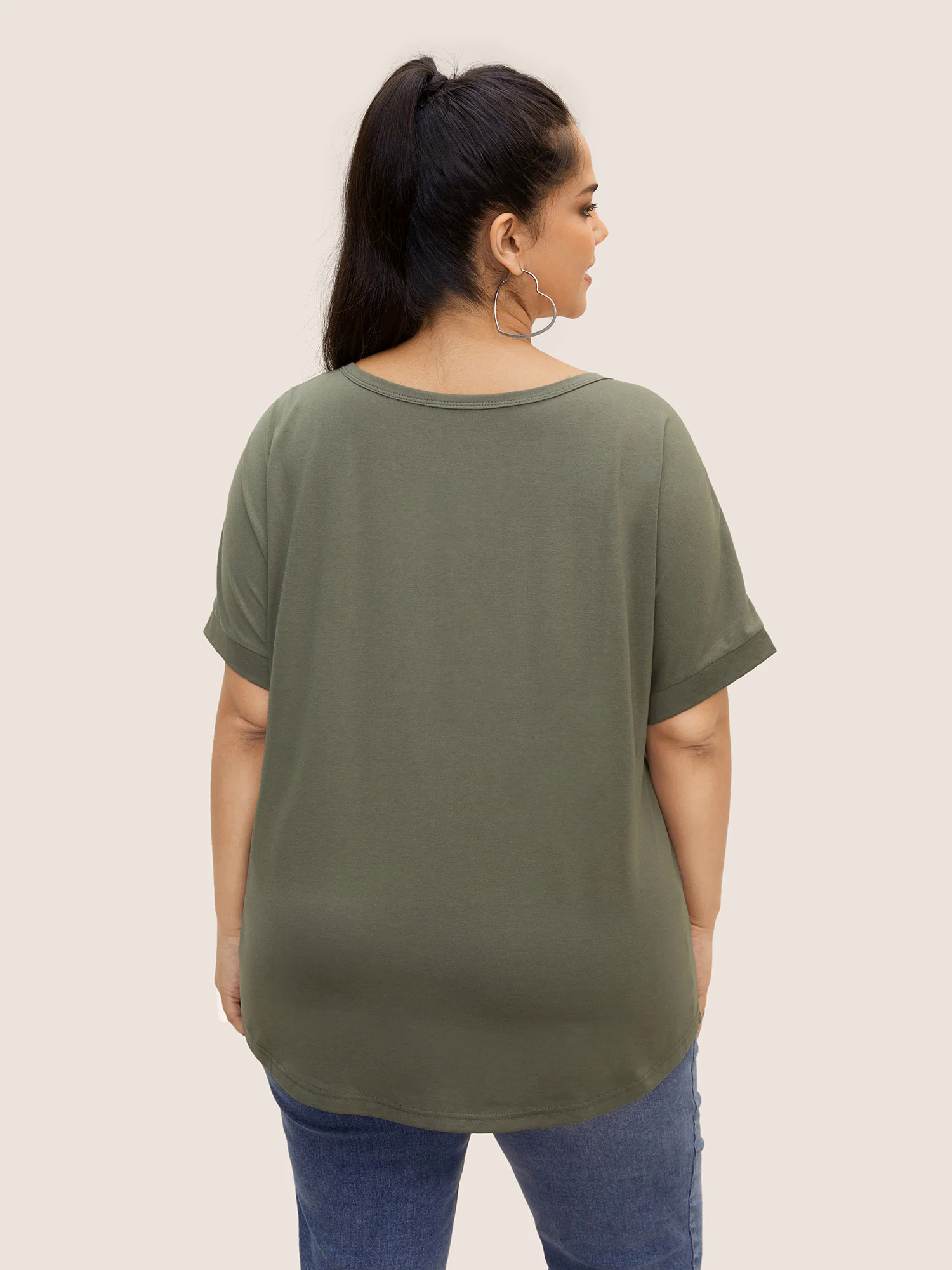 Letter Print Dolman Sleeve Curved Hem T-shirt Letter Print Dolman Sleeve Curved Hem T-shirt