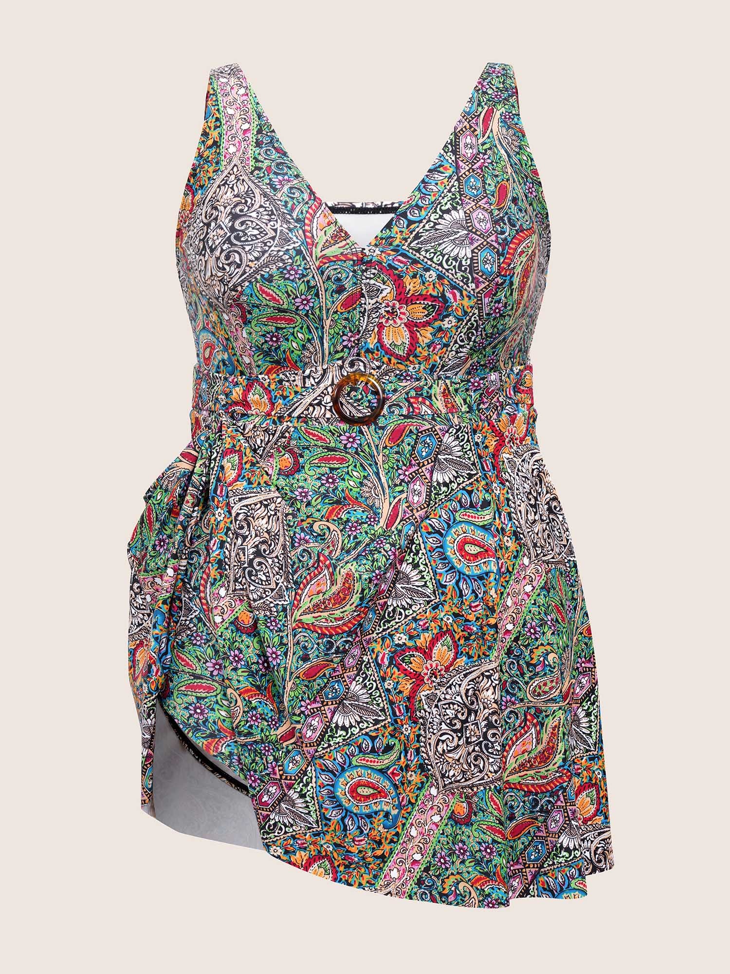 Bandana Print Buckle Detail Gathered Swim Dress Bandana Print Buckle Detail Gathered Swim Dress