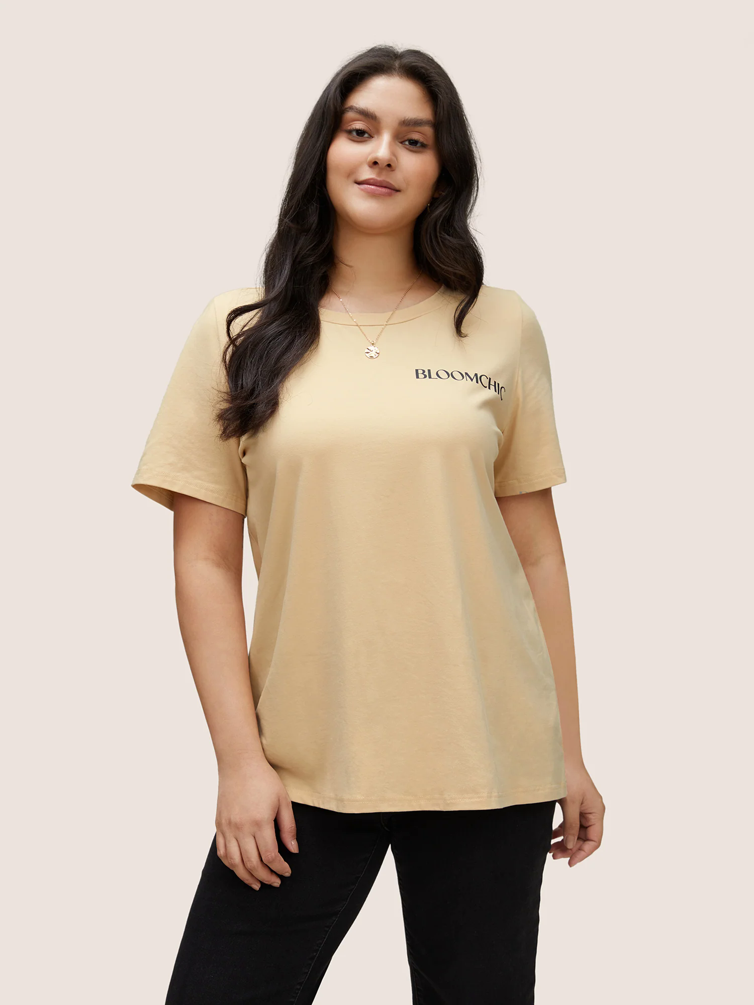BLOOMCHIC Basic Solid Crew Neck T-shirt BLOOMCHIC Basic Solid Crew Neck T-shirt
