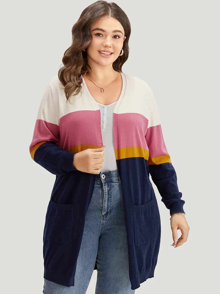 Supersoft Essentials Contrast Open Front Tunic Cardigan Supersoft Essentials Contrast Open Front Tunic Cardigan