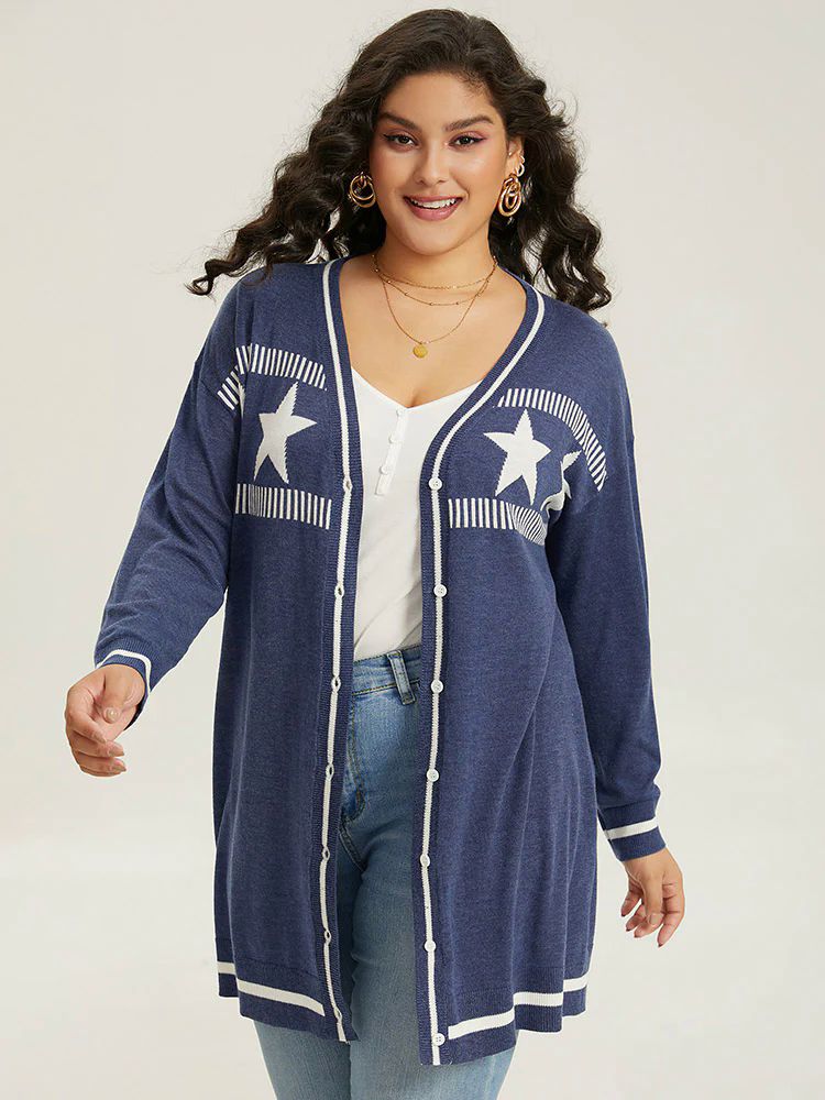 Supersoft Essentials Star Contrast Trim Button Through Cardigan Supersoft Essentials Star Contrast Trim Button Through Cardigan