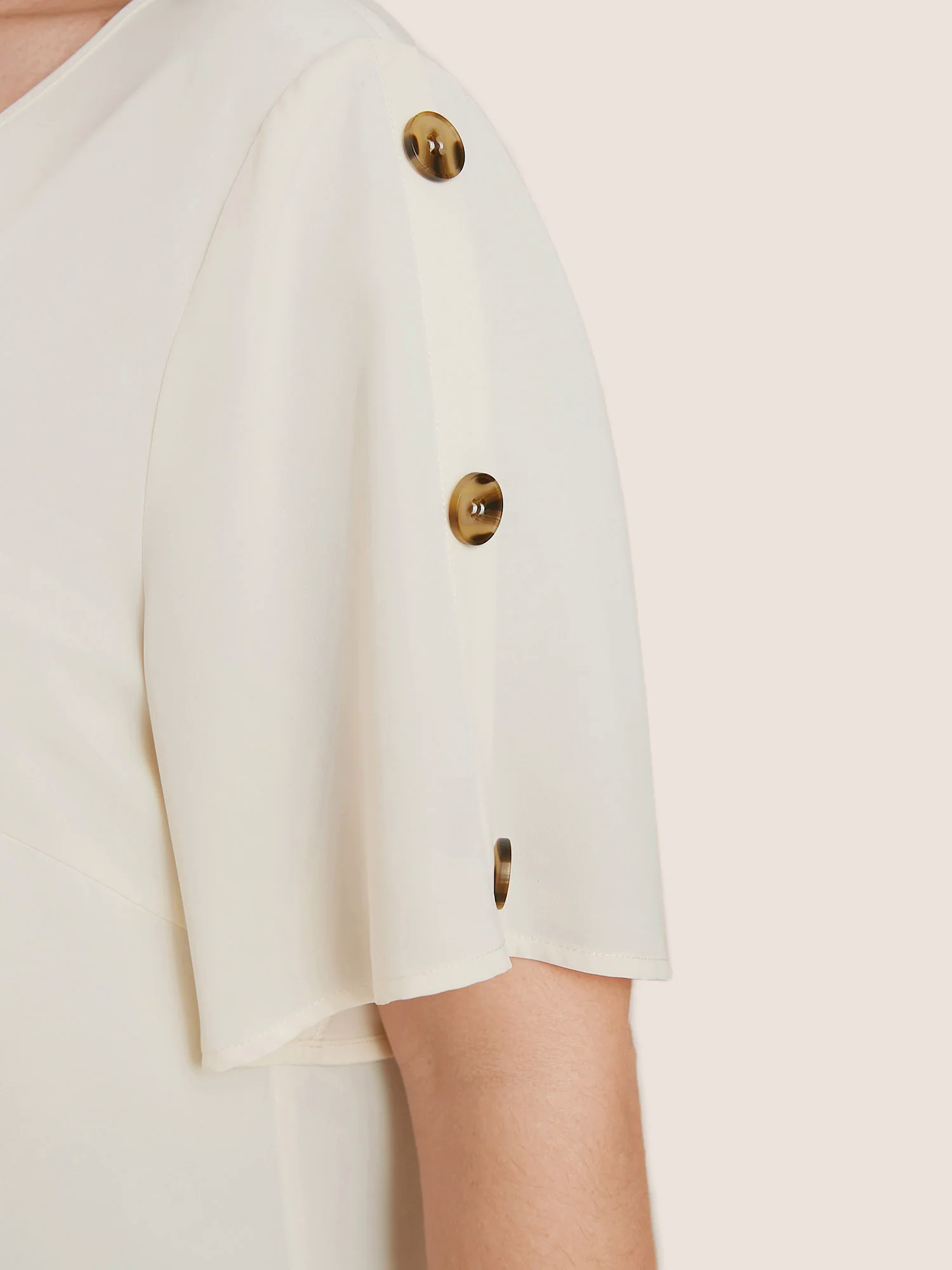 Plain Round Neck Button Detail Blouse Plain Round Neck Button Detail Blouse