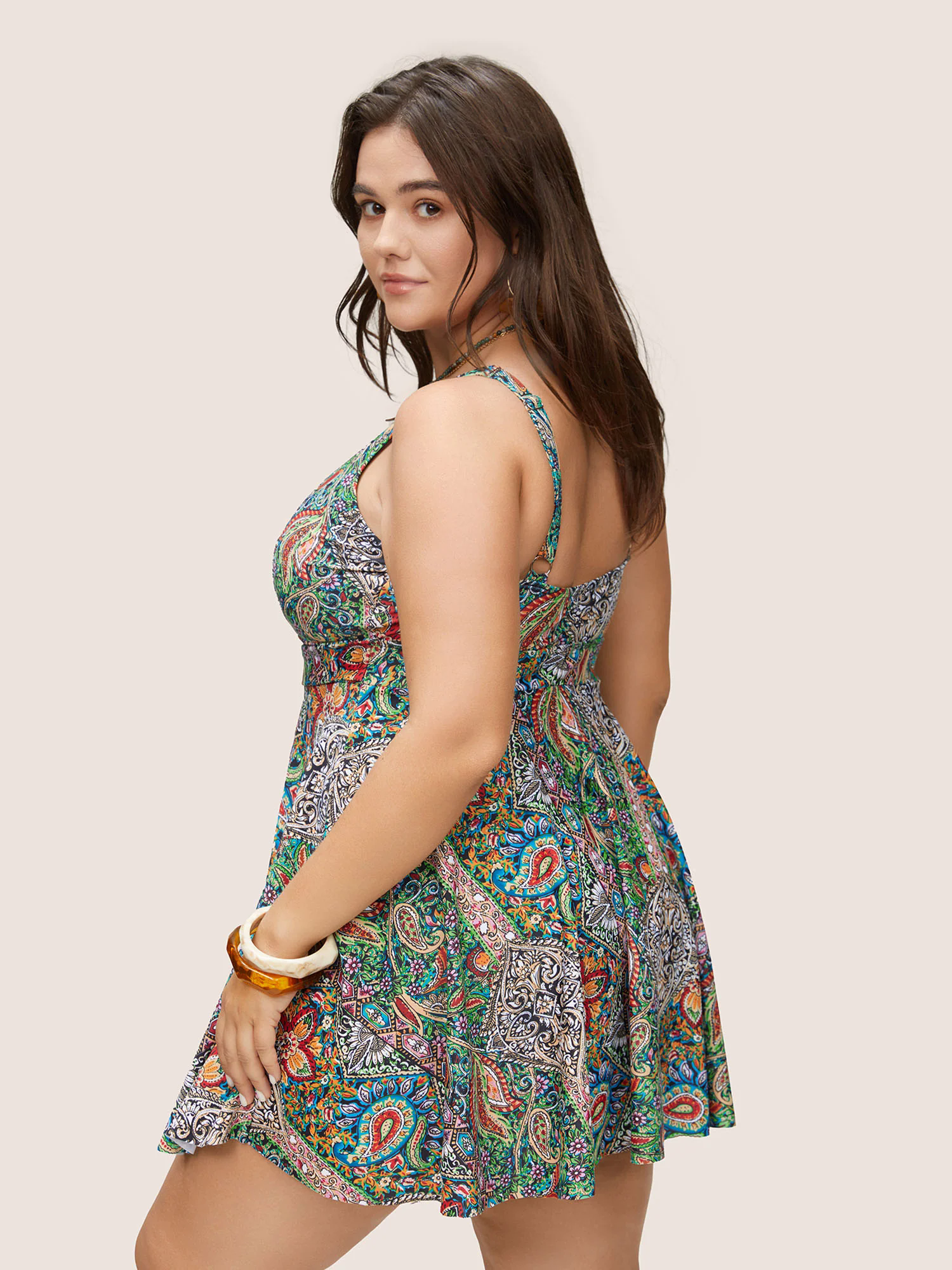 Bandana Print Buckle Detail Gathered Swim Dress Bandana Print Buckle Detail Gathered Swim Dress