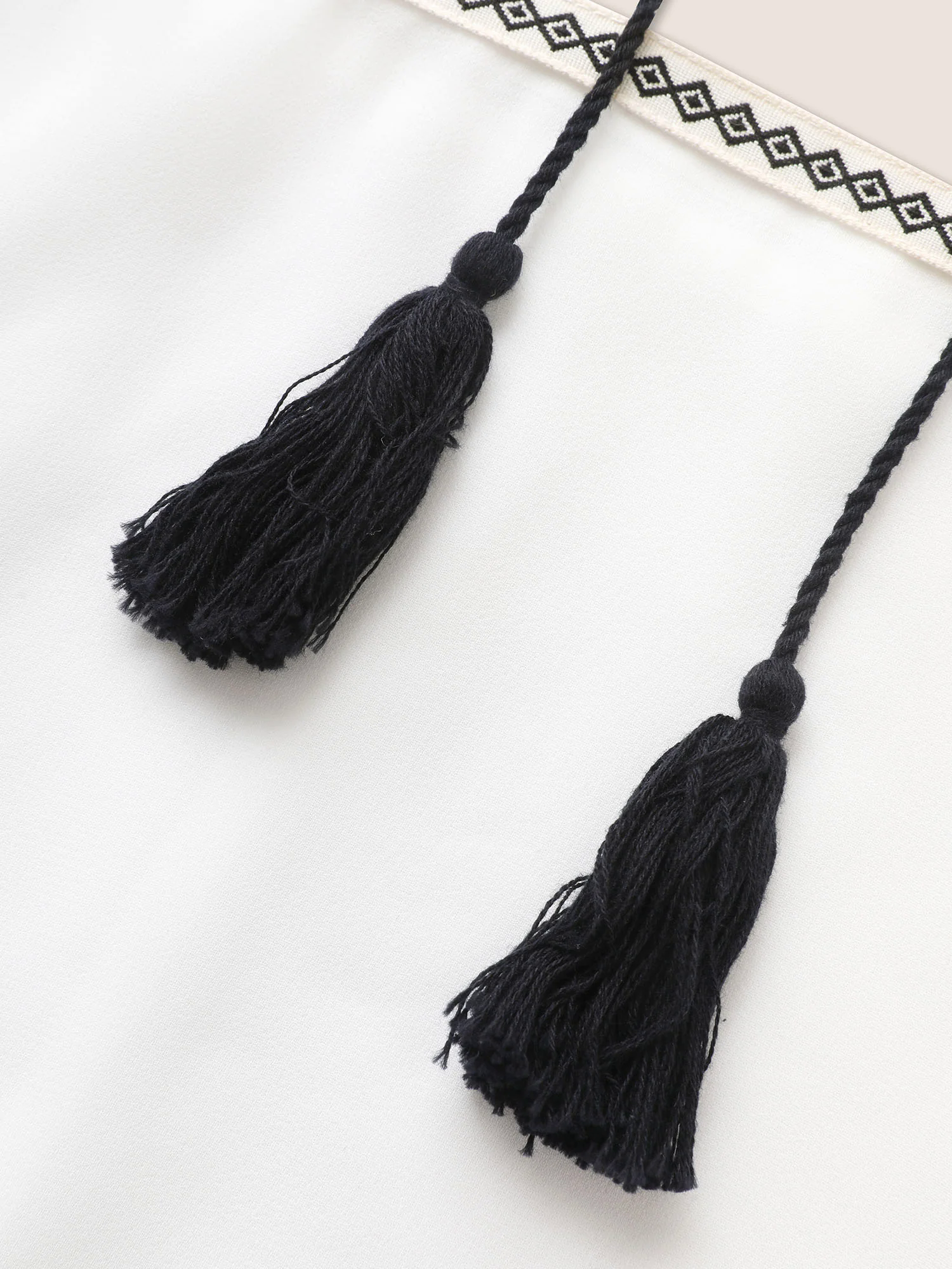 Bandana Contrast Webbing Tassel Tie Knot Blouse Bandana Contrast Webbing Tassel Tie Knot Blouse