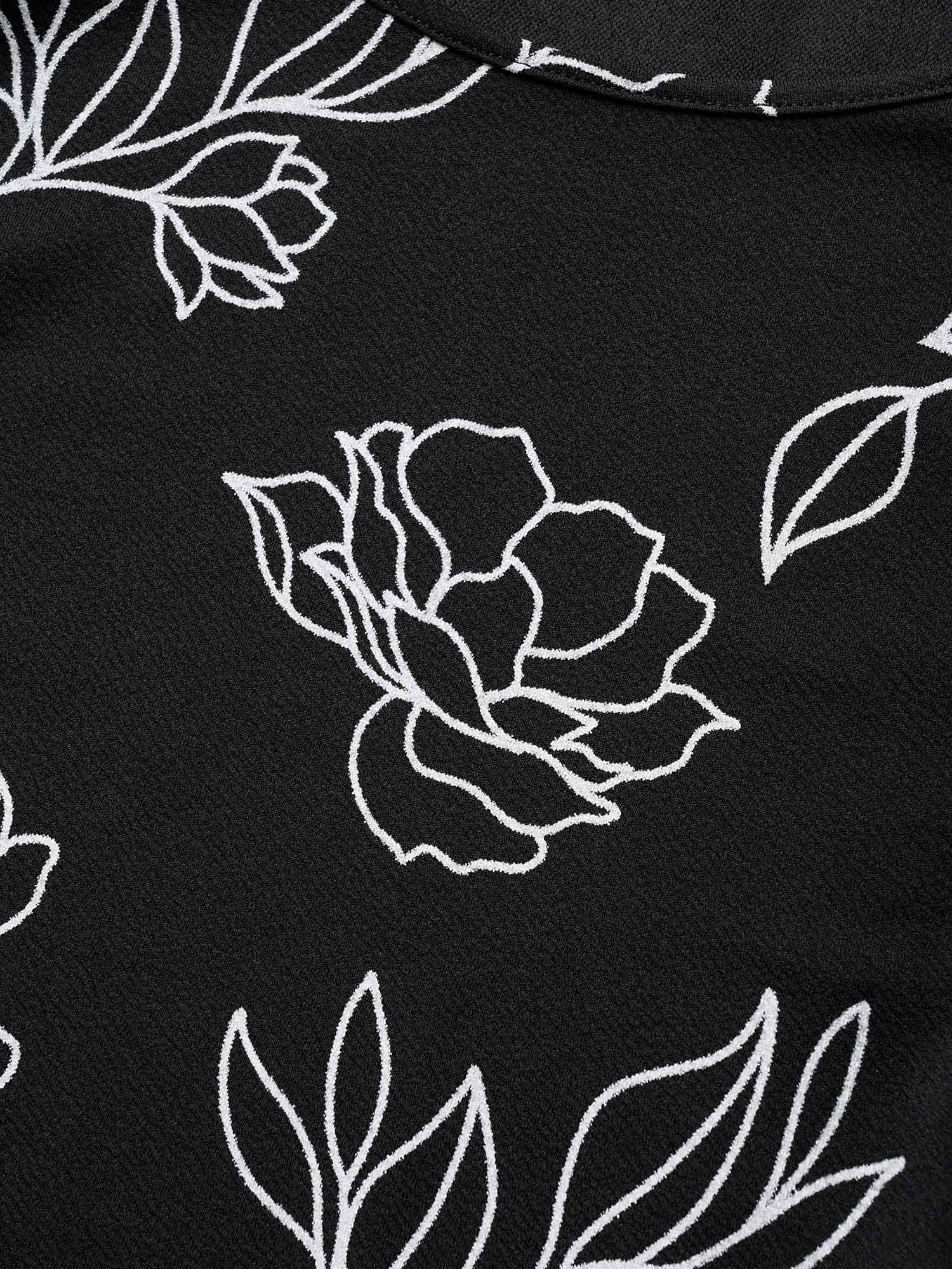 Floral Print Crew Neck Lantern Sleeve T-shirt Floral Print Crew Neck Lantern Sleeve T-shirt