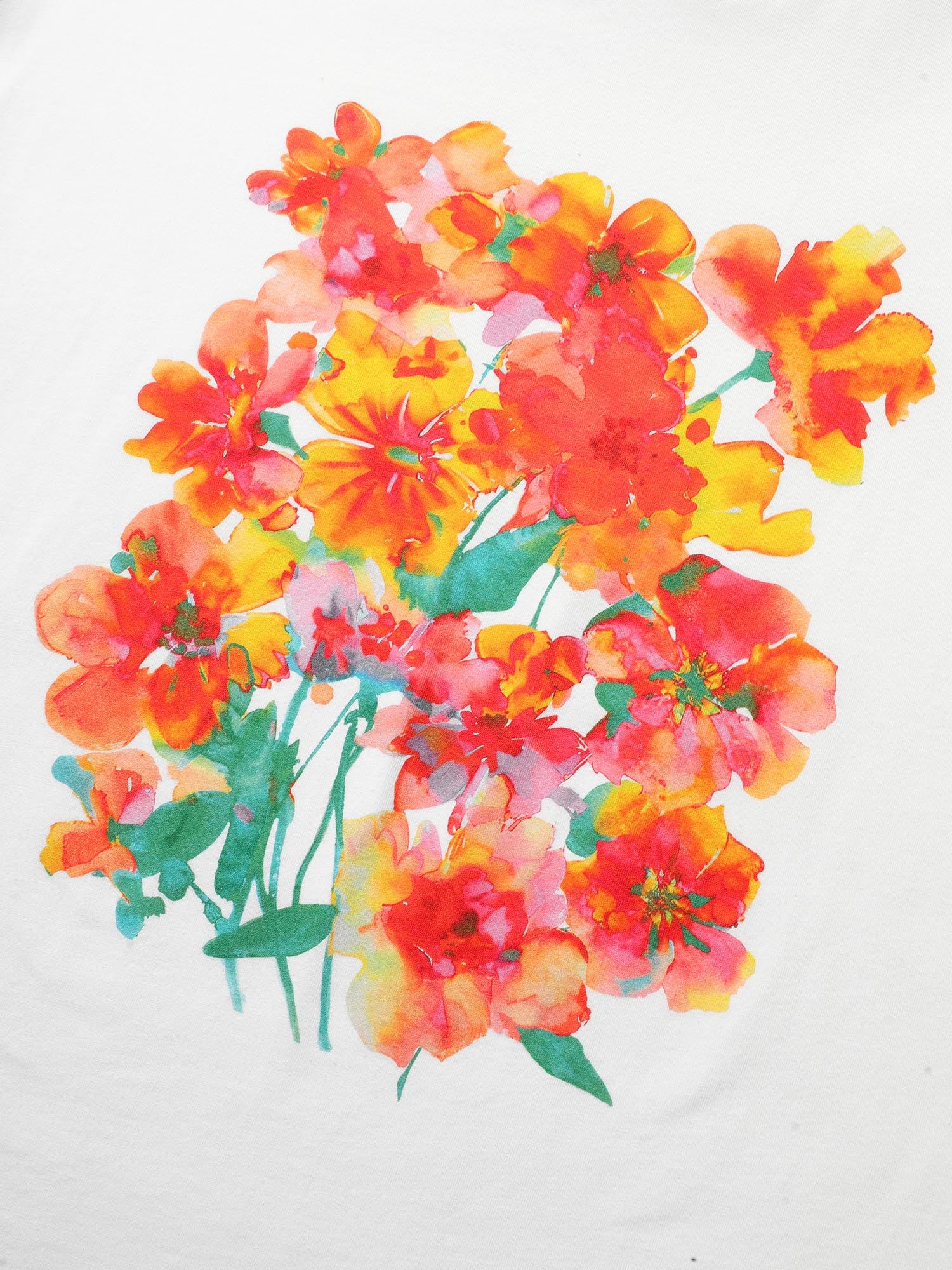 Cotton Crew Neck Flower Print T-shirt Cotton Crew Neck Flower Print T-shirt