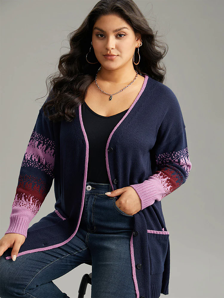 Contrast Heather Pocket Open Front Cardigan Contrast Heather Pocket Open Front Cardigan