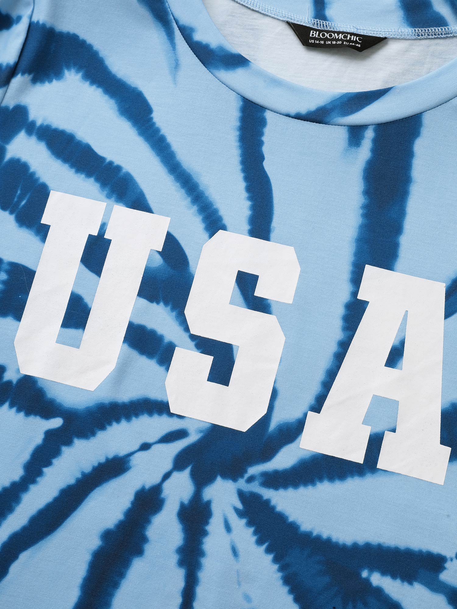 USA Print Round Neck Tie Dye T-Shirt USA Print Round Neck Tie Dye T-Shirt
