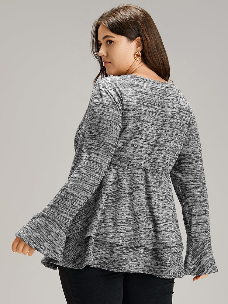 Plain Ruffle Layered Hem T-shirt Plain Ruffle Layered Hem T-shirt