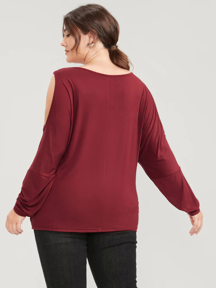 Solid Cold Shoulder Long Tee Solid Cold Shoulder Long Tee
