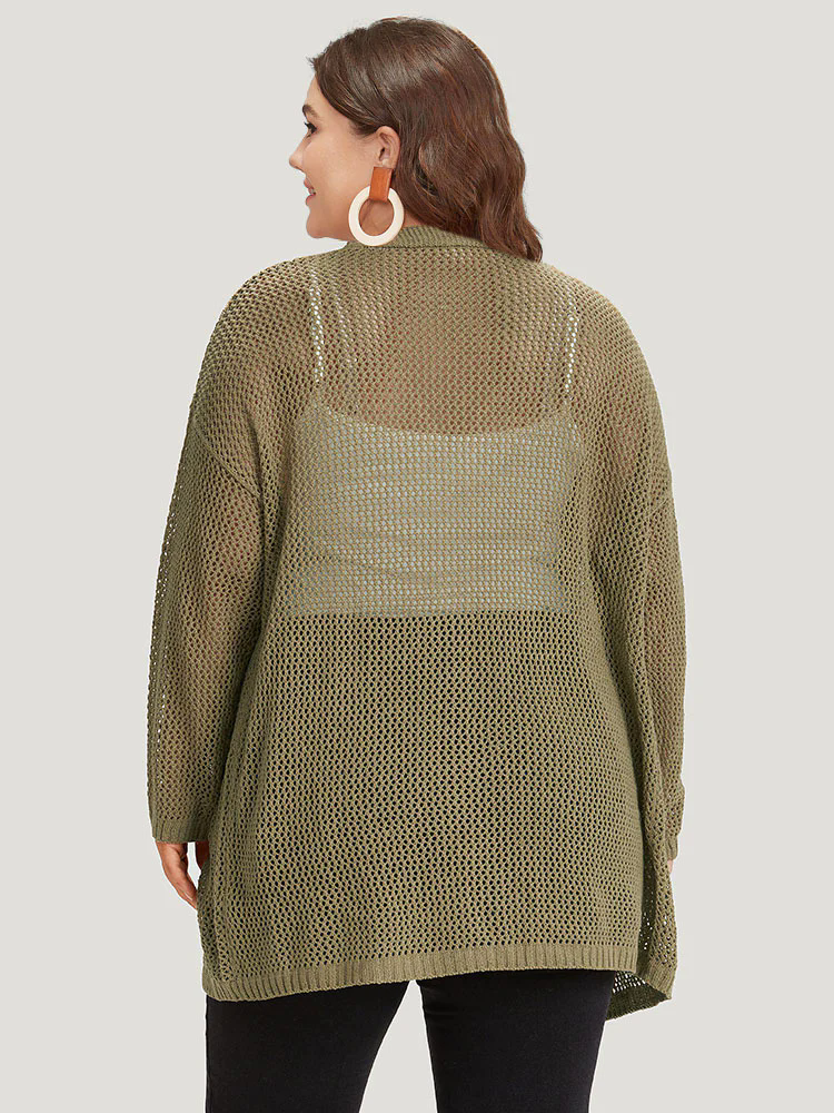 Solid Patched Pocket Open Front Patchwork Cardigan Solid Patched Pocket Open Front Patchwork Cardigan