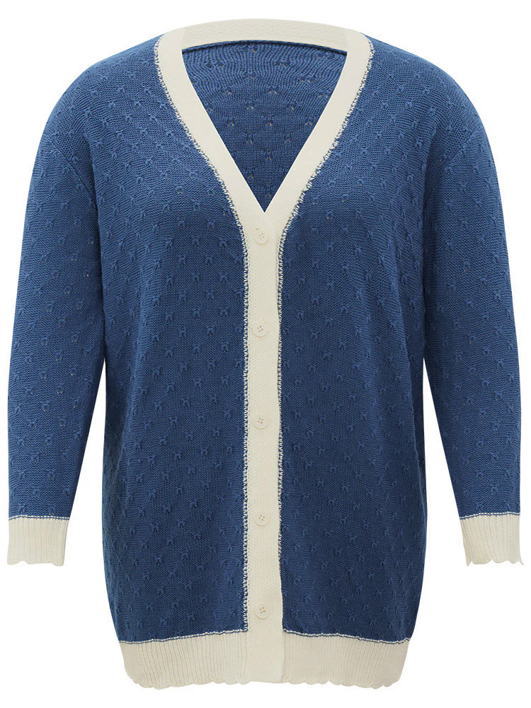 Two Tone Textured Button Through Cardigan Two Tone Textured Button Through Cardigan