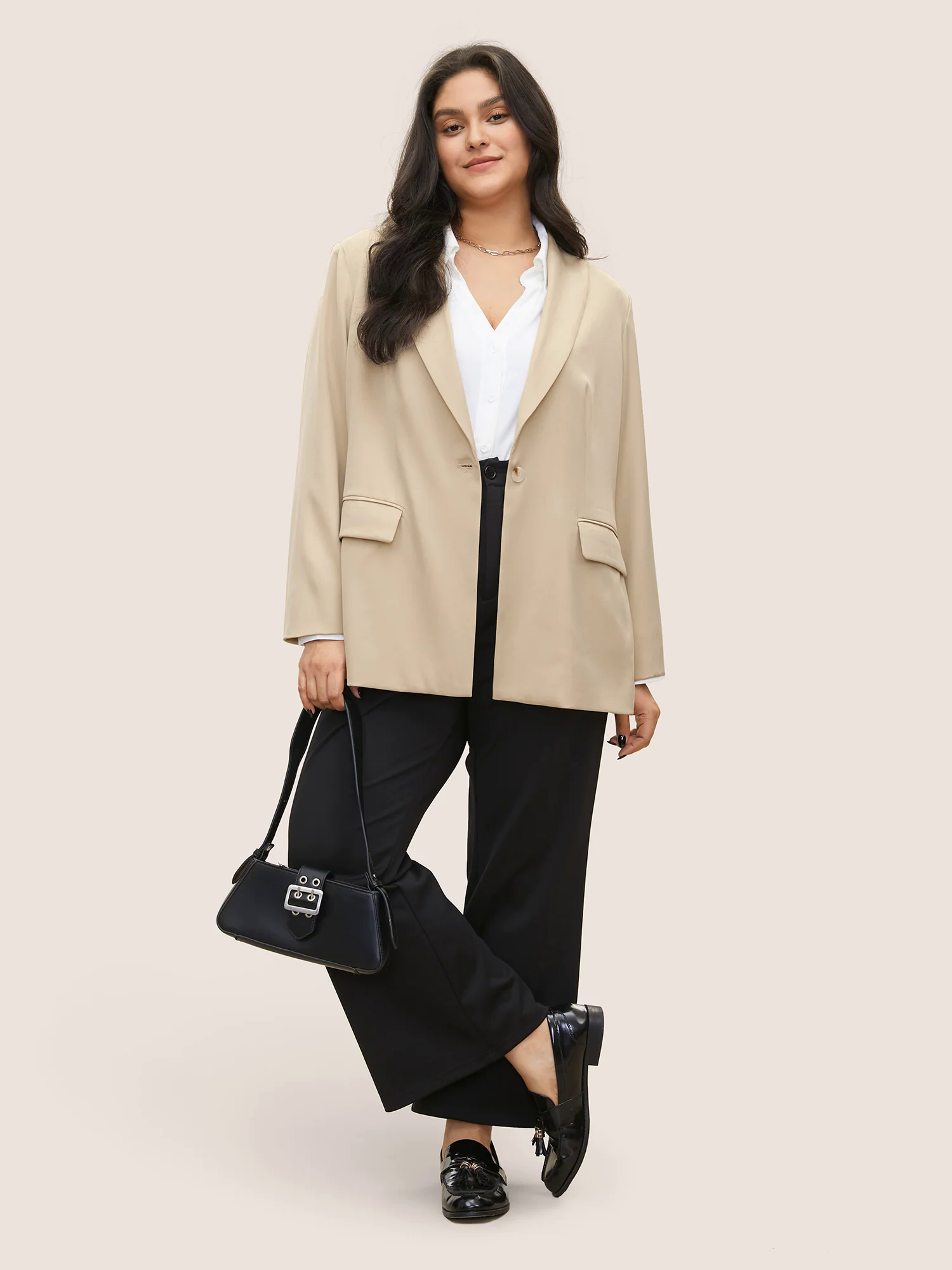 Anti-Wrinkle Suit Collar Flap Detail Blazer Anti-Wrinkle Suit Collar Flap Detail Blazer