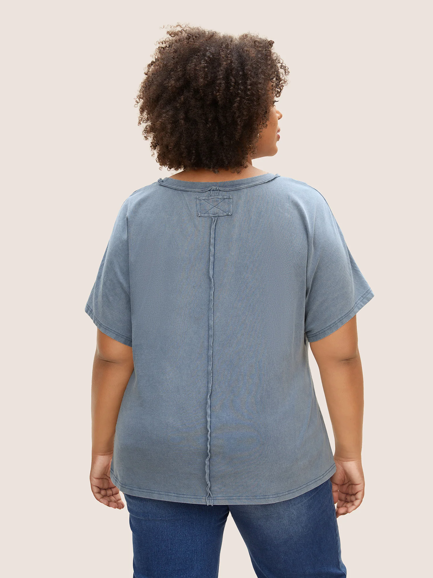 Vintage Cut Out Roll Hem Batwing Sleeve T-shirt Vintage Cut Out Roll Hem Batwing Sleeve T-shirt