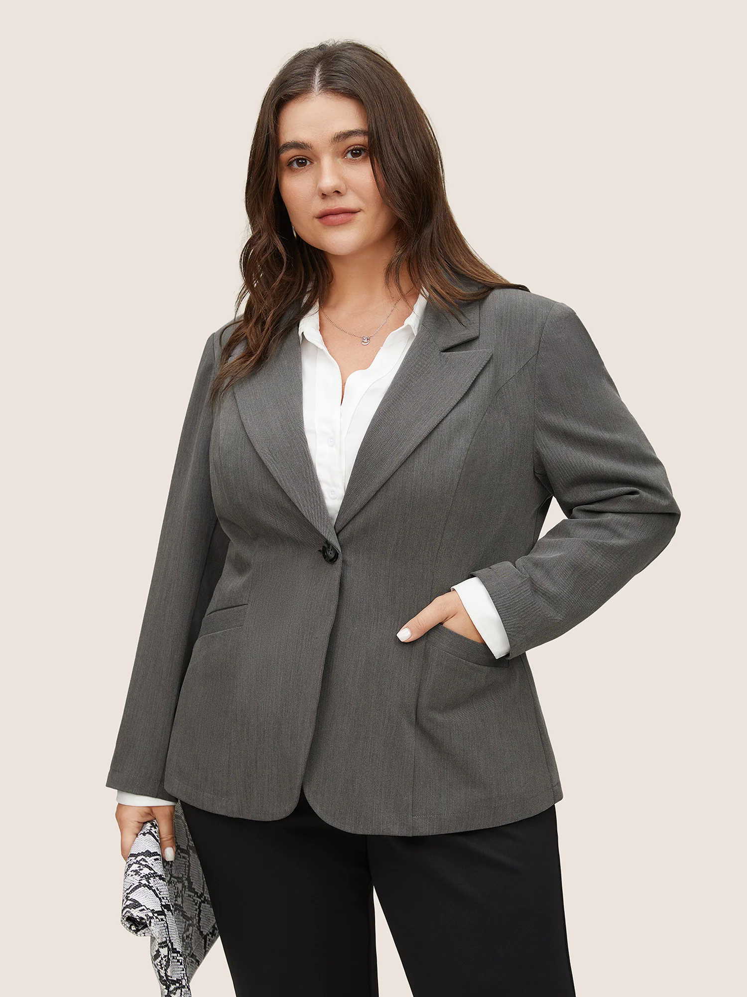 Plain Suit Collar Pocket Regular Fit Blazer Plain Suit Collar Pocket Regular Fit Blazer