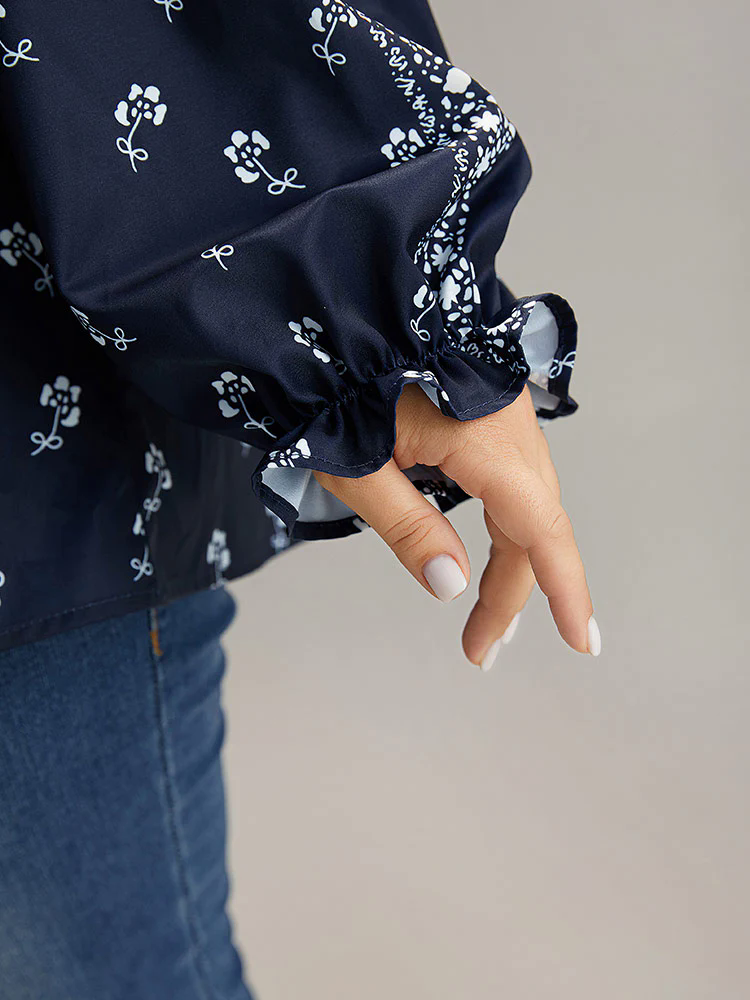 Bandana Print Flutter Trim Blouse Bandana Print Flutter Trim Blouse