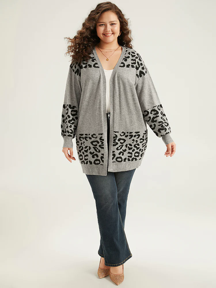 Supersoft Essentials Leopard Contrast Elastic Cuffs Pullover Supersoft Essentials Leopard Contrast Elastic Cuffs Pullover
