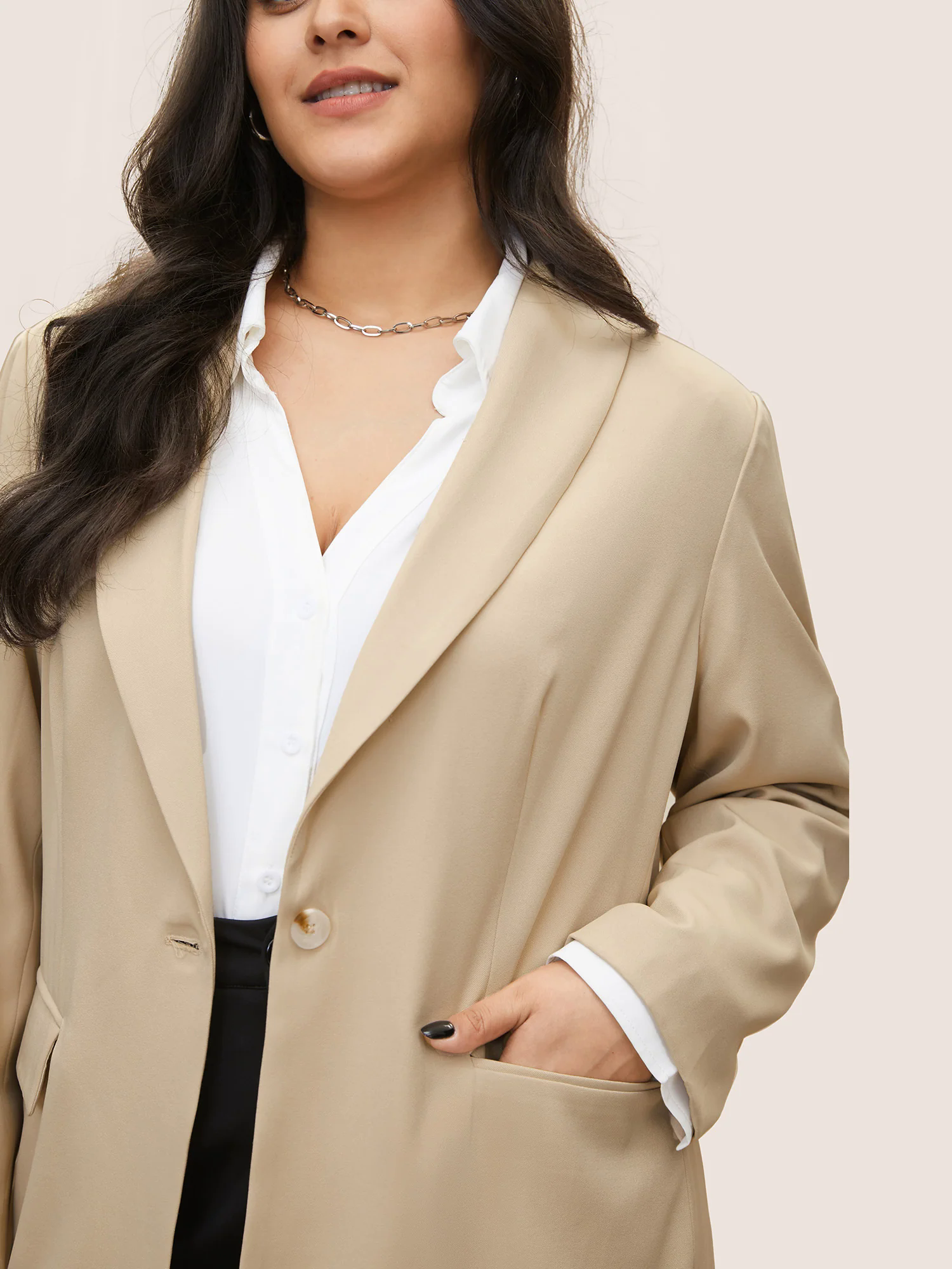 Anti-Wrinkle Suit Collar Flap Detail Blazer Anti-Wrinkle Suit Collar Flap Detail Blazer