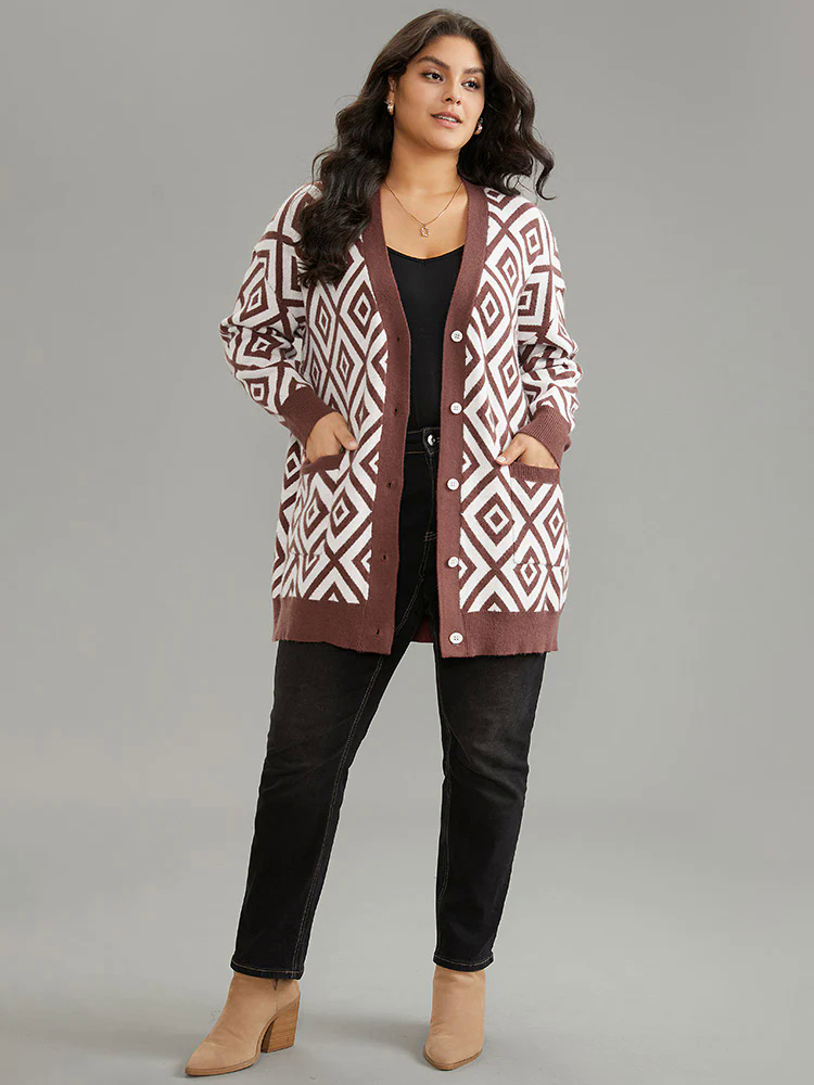 Supersoft Essentials Geometric Button Through Cardigan Supersoft Essentials Geometric Button Through Cardigan
