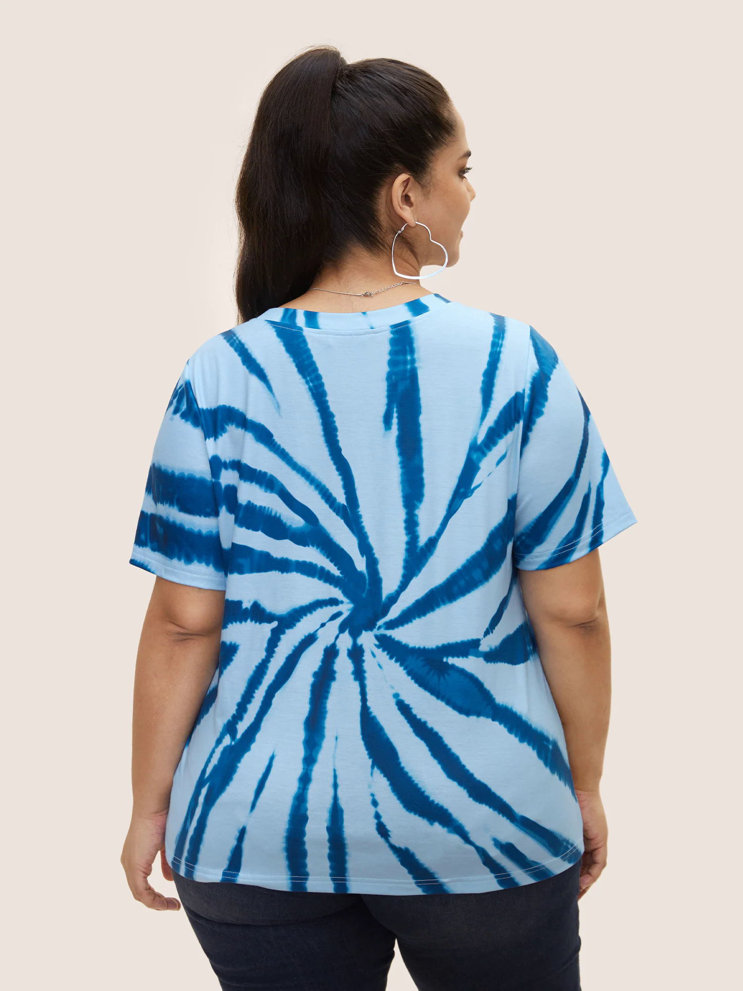 USA Print Round Neck Tie Dye T-Shirt USA Print Round Neck Tie Dye T-Shirt