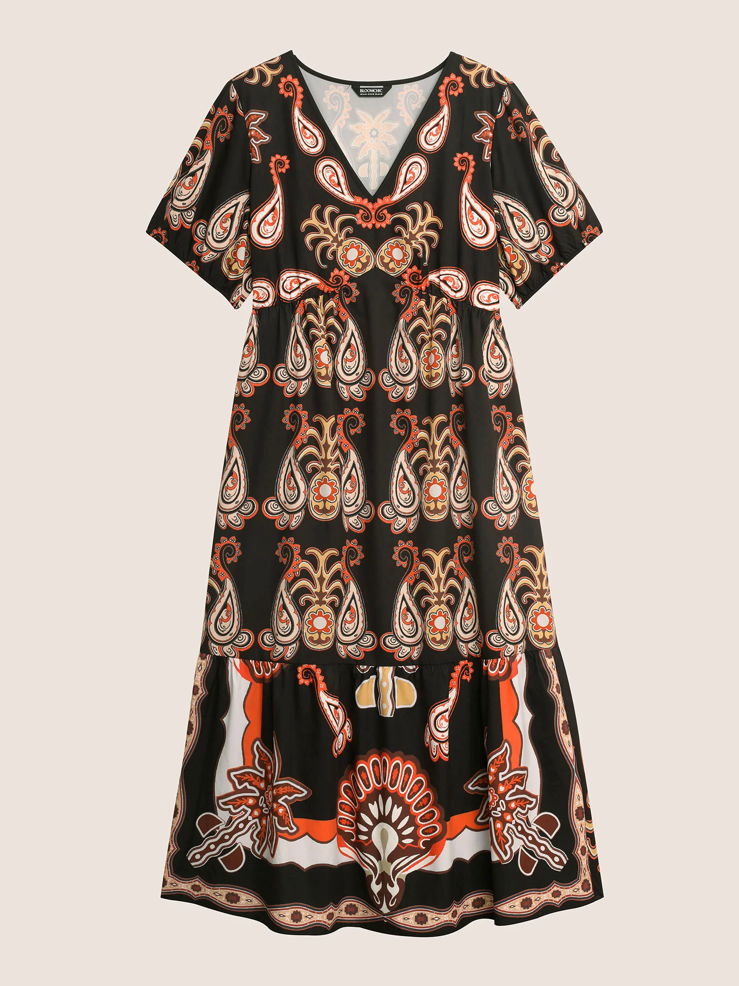 Bandana Print Lantern Sleeve Maxi Dress Bandana Print Lantern Sleeve Maxi Dress
