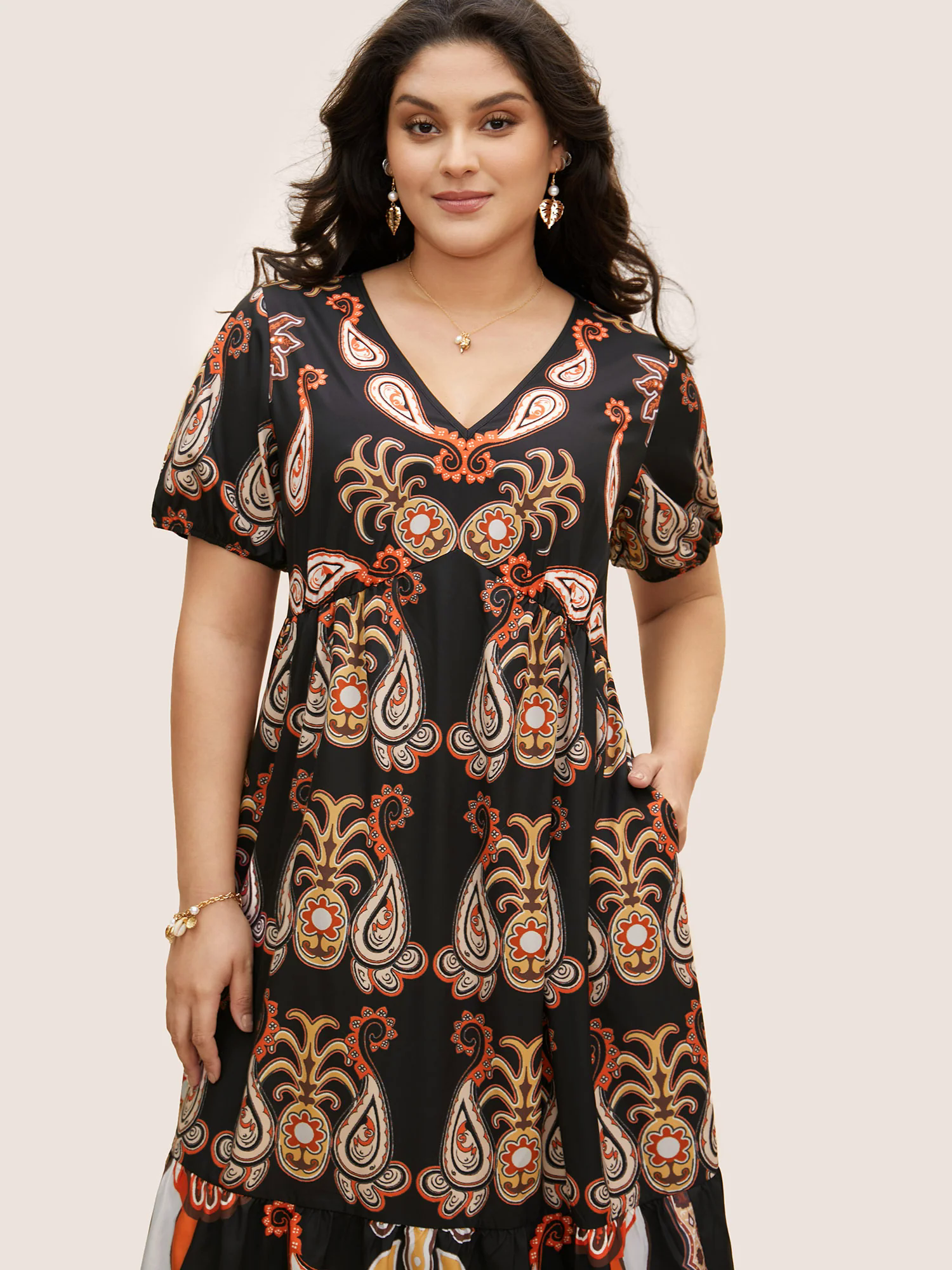 Bandana Print Lantern Sleeve Maxi Dress Bandana Print Lantern Sleeve Maxi Dress
